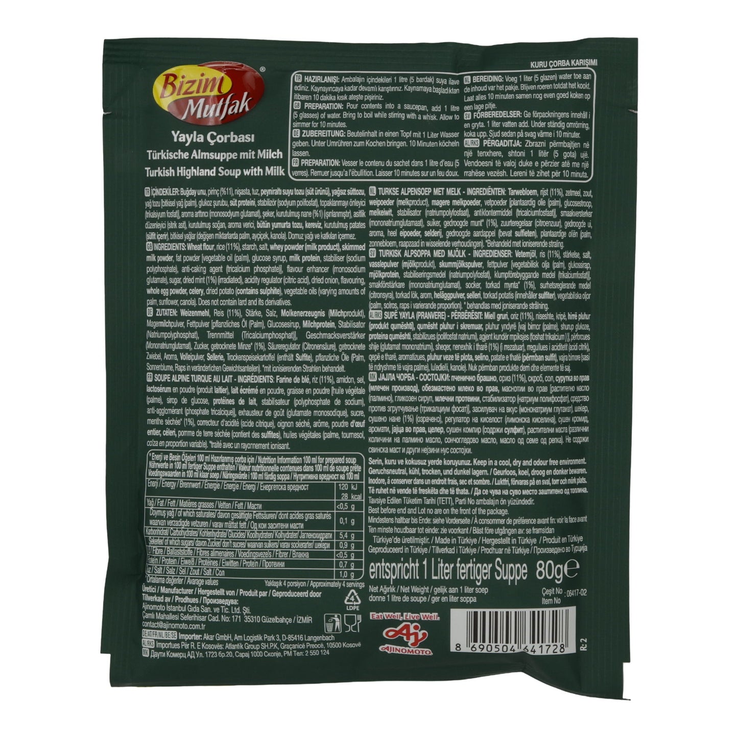 Almsuppe Bizim Mutfak | Yayla Çorbası | Traditionell, türkisch, mit Milch | 80 g BIZIM MUTFAK