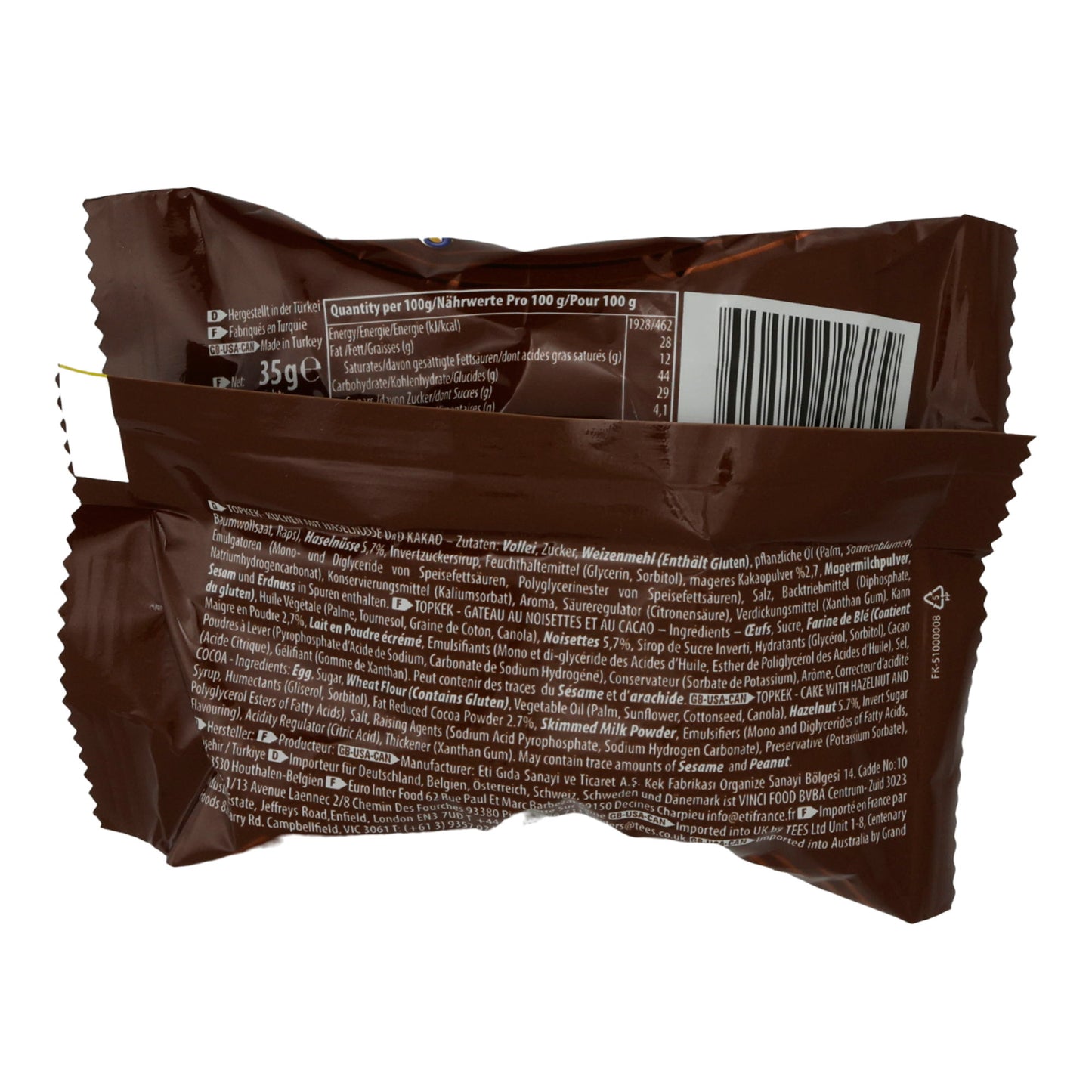 Kuchen Eti Topkek | Pasticceria | Gusto Nocciola-Cacao | 35 g