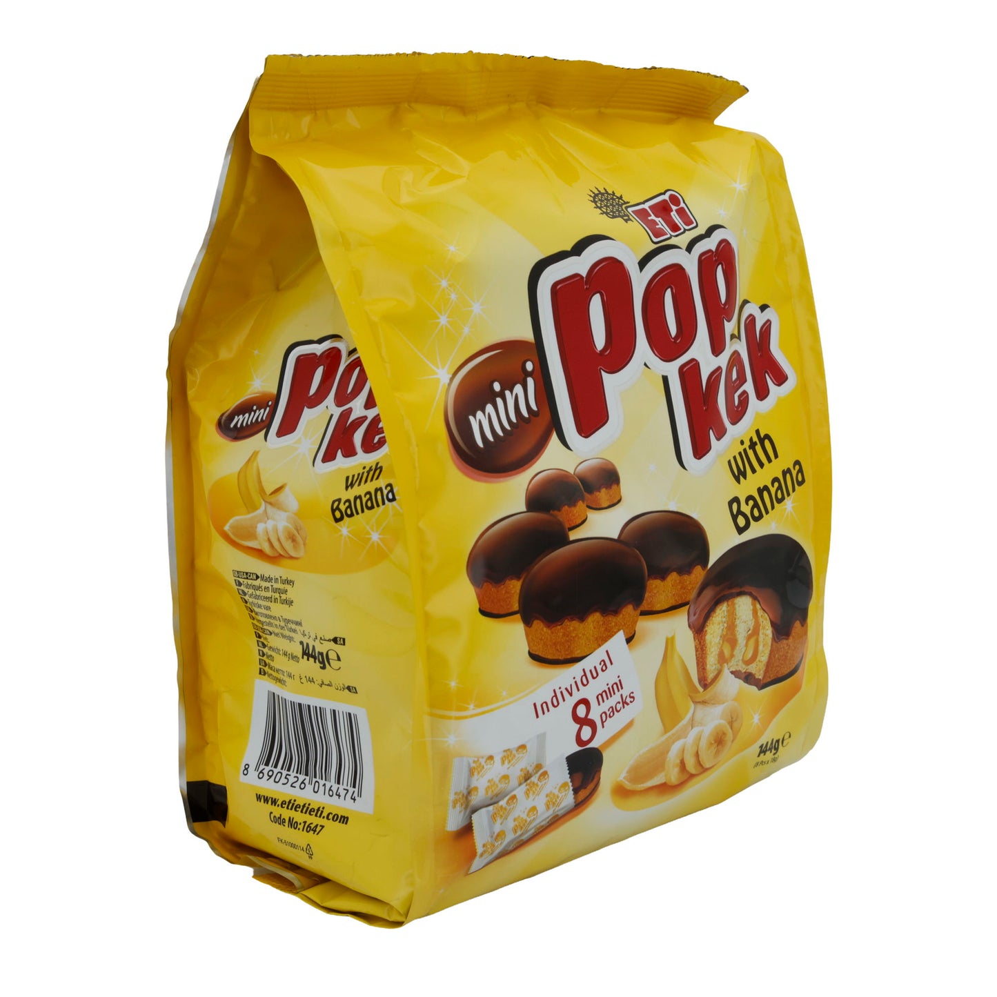 Mini-Küchlein Eti | Mini Popkek | Morbido, con ripieno di banana e copertura al cioccolato | 144 g