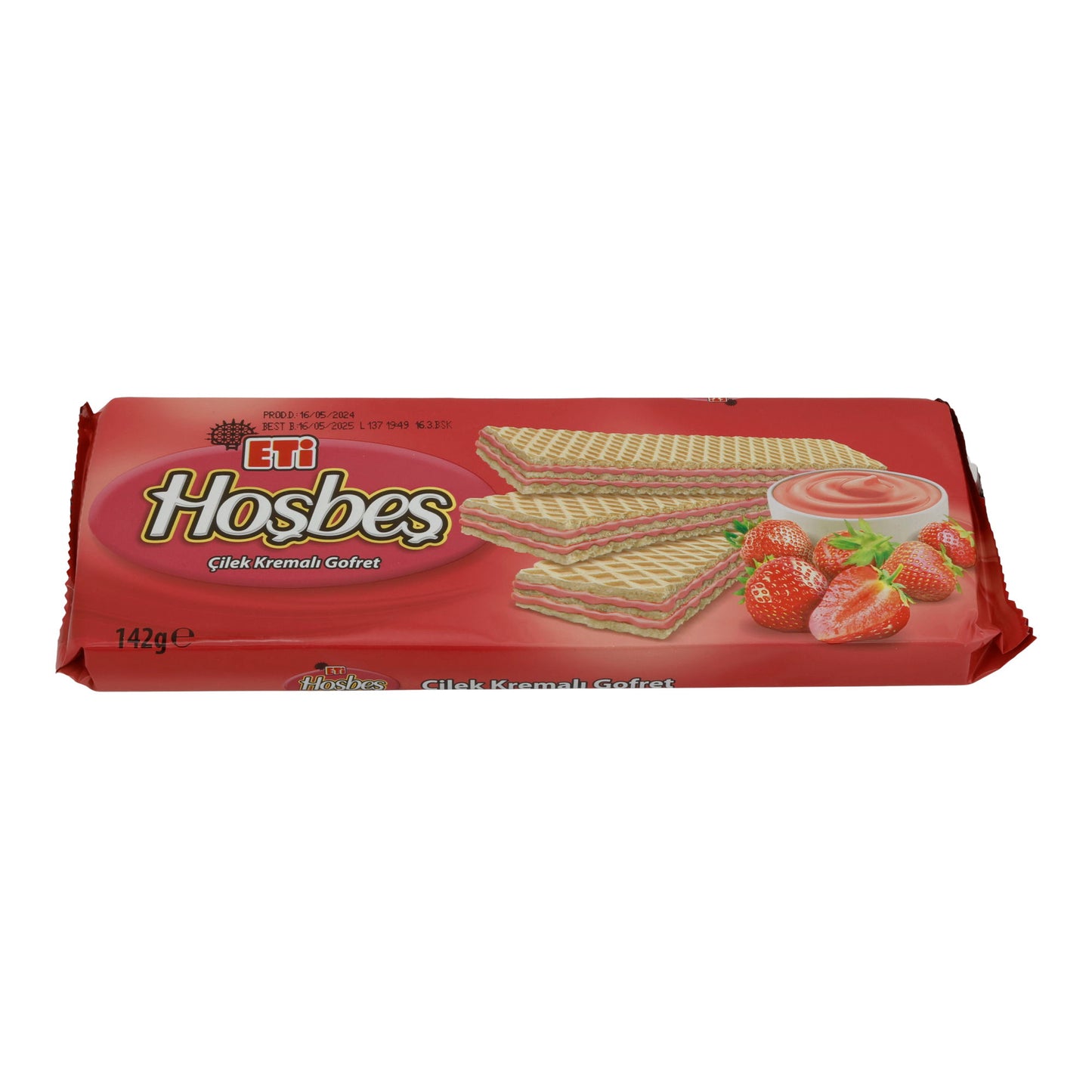 Waffeln ETI Hoşbeş |Gebäck | mit cremiger Erdbeerfüllung | 142 g