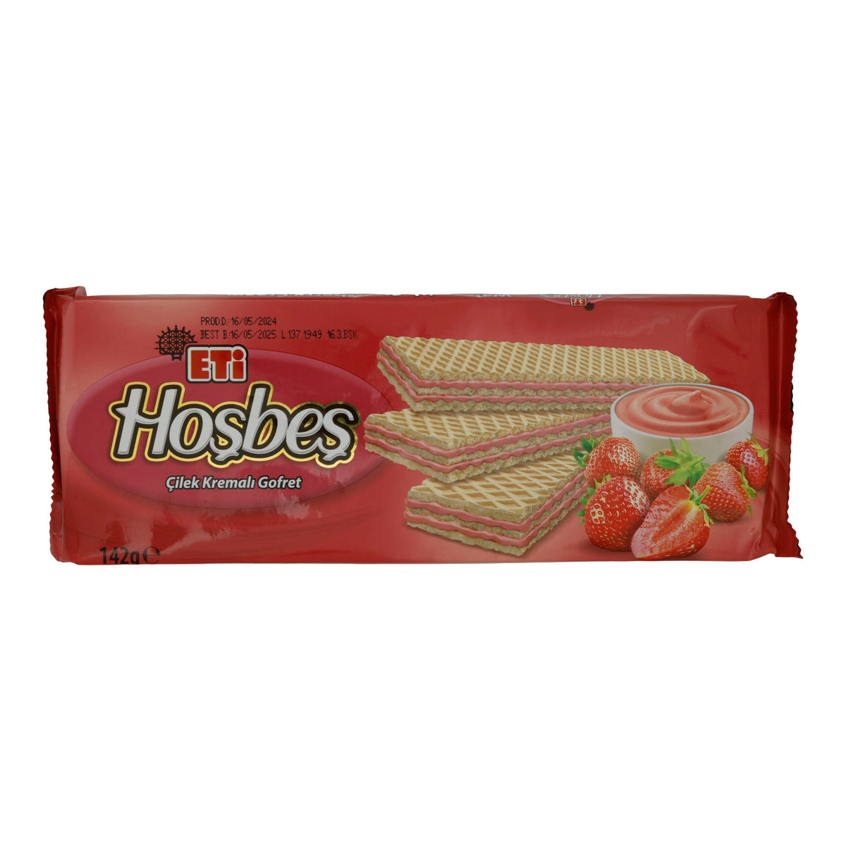 Waffeln ETI Hoşbeş |Gebäck | mit cremiger Erdbeerfüllung | 142 g ETI