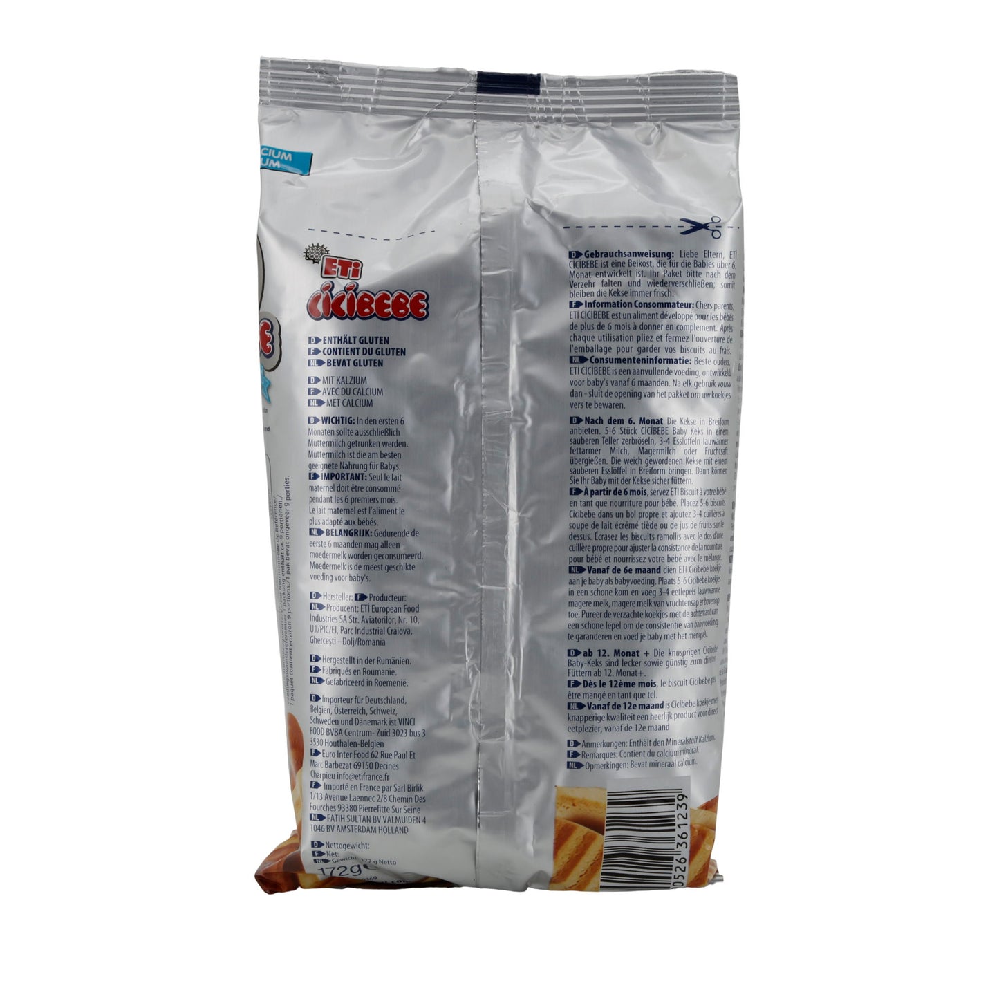 Baby biscuits ETi Cicibebe | Baby food | enriched with calcium | 172 g