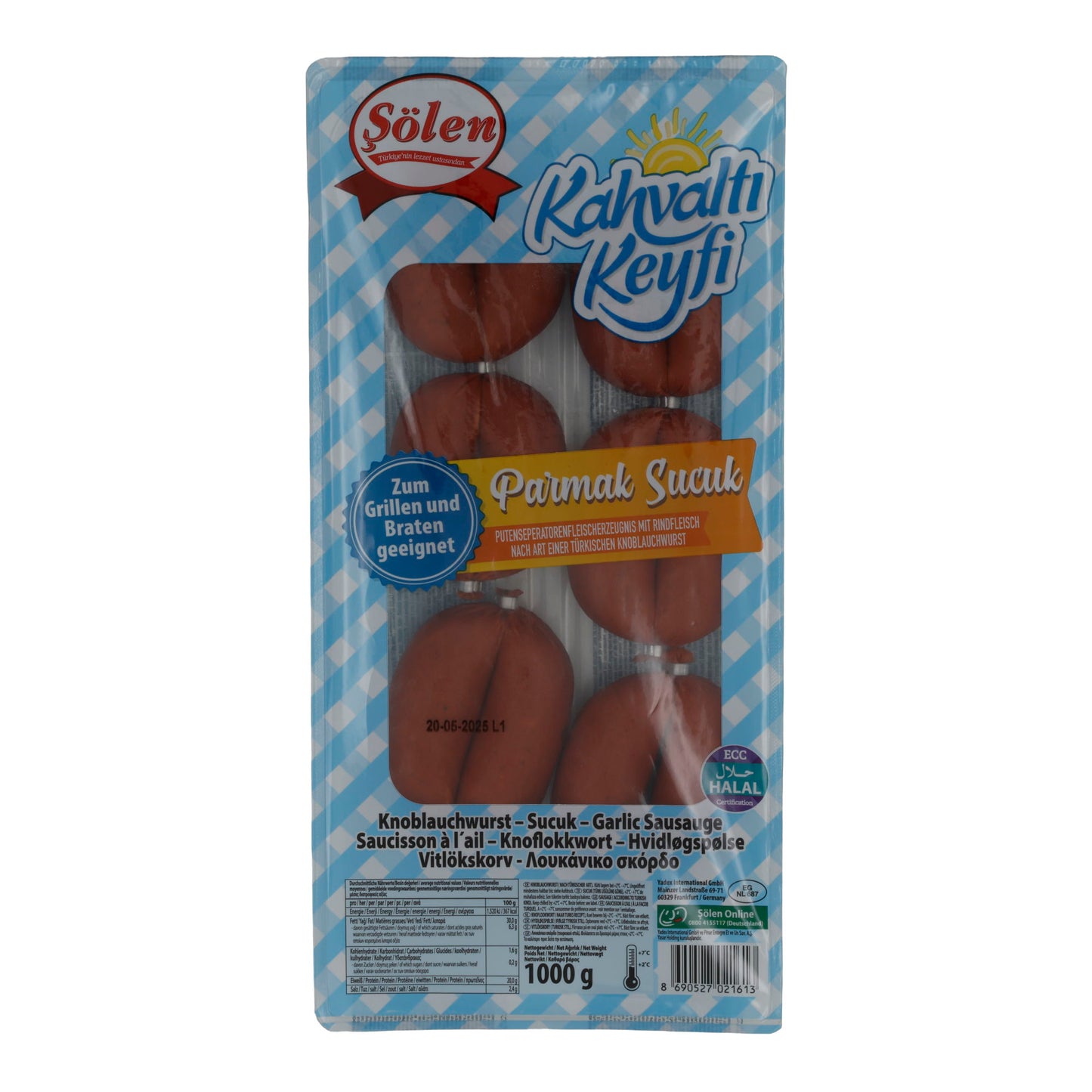 Garlic Sausage Sölen Breakfast Delight Finger Sausage | Turkey Garlic Sausage | For Grilling & Frying | 1000 g