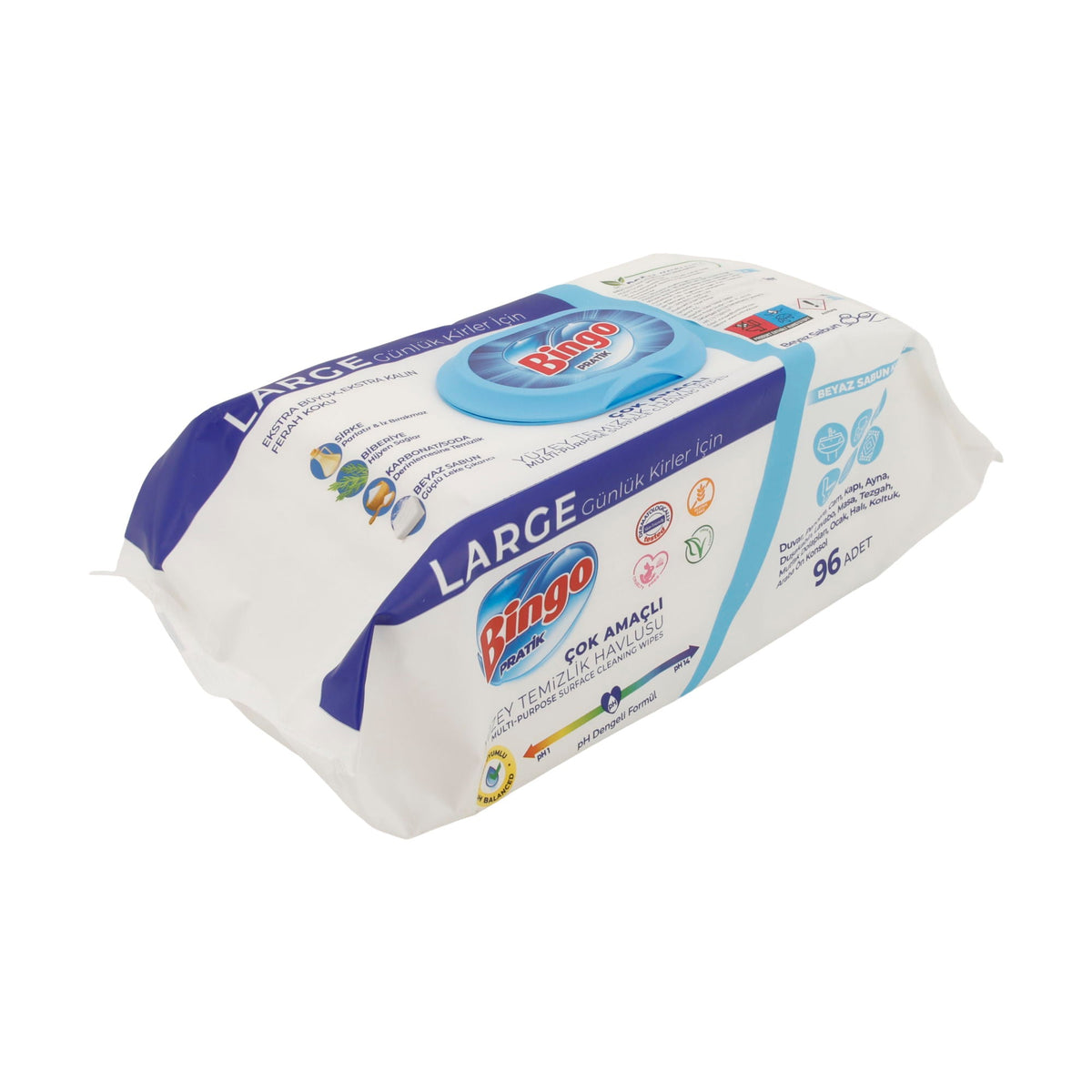 Bingo Pratik Allzweck-Reinigungstücher – Weiße Seife, 96 Stück BINGO