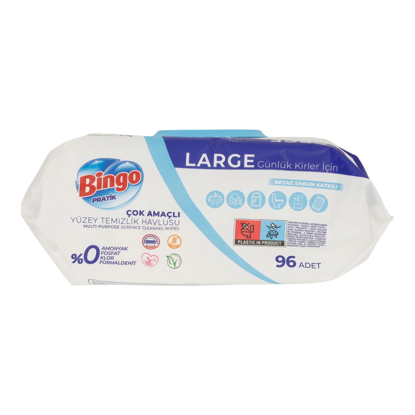 Bingo Pratik Allzweck-Reinigungstücher – Weiße Seife, 96 Stück