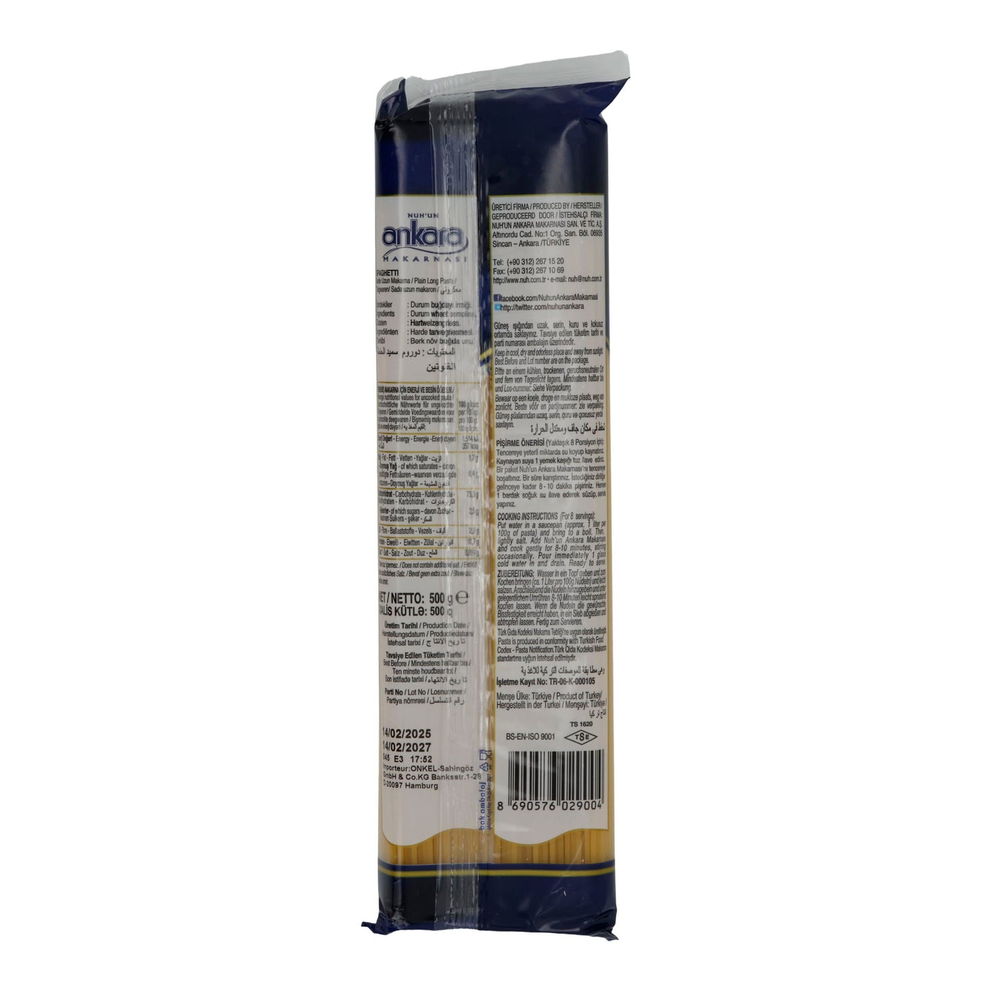 Nudeln Ankara | Spaghetti | Hartweizennudeln aus der Türkei | 500 g NUHUN ANKARA