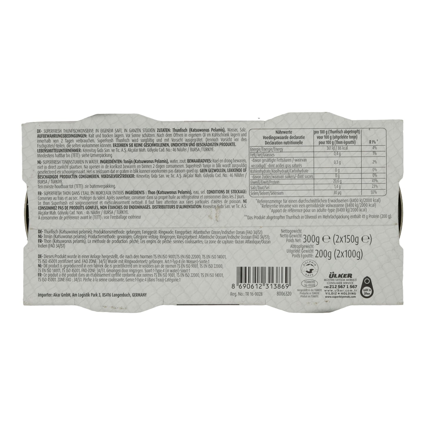 Thunfisch SuperFresh | In eigenem Saft | Proteinreich | 2 x 150 g
