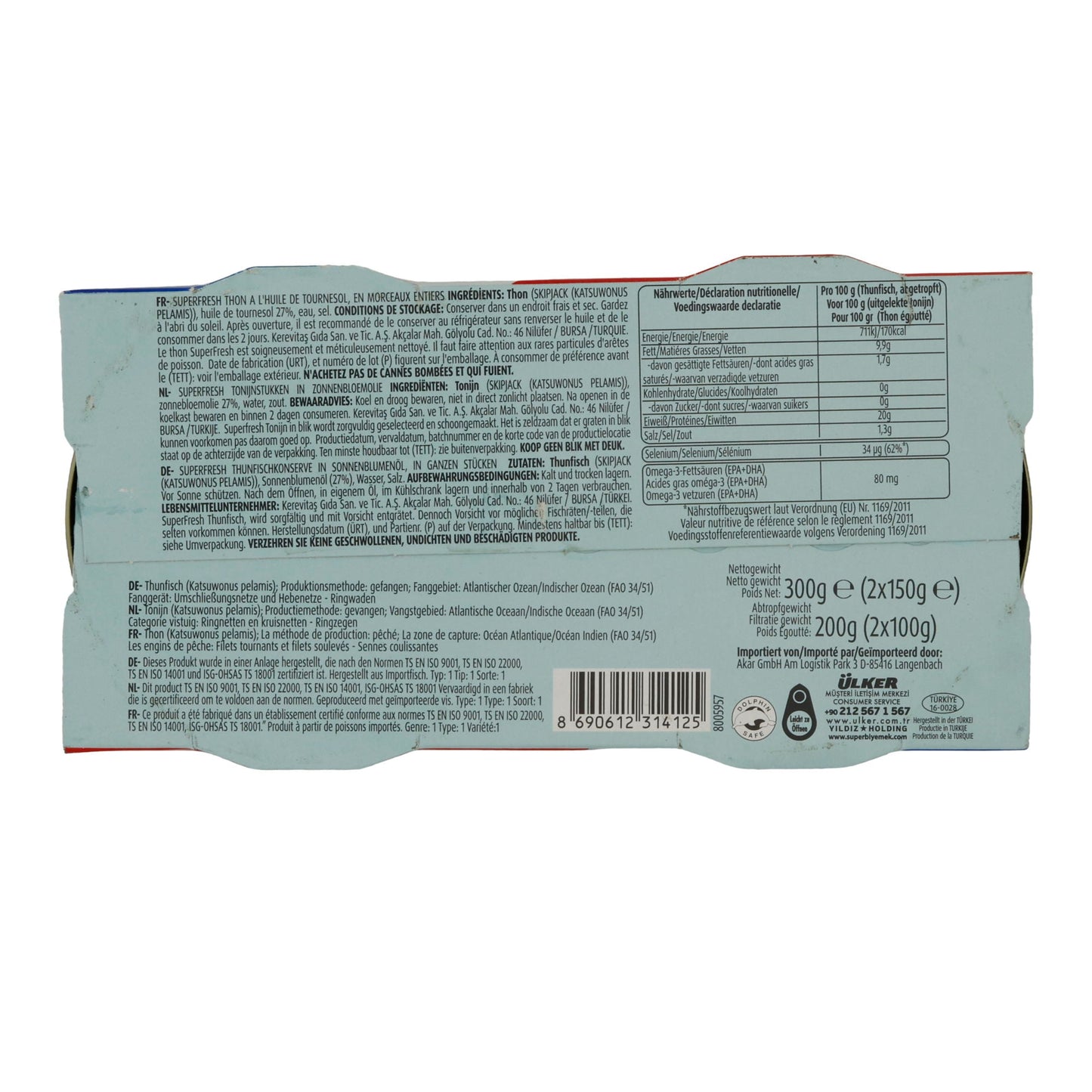Thunfisch SuperFresh | In Sonnenblumenöl | Omega-3-reich | 2 x 150 g SUPERFRESH