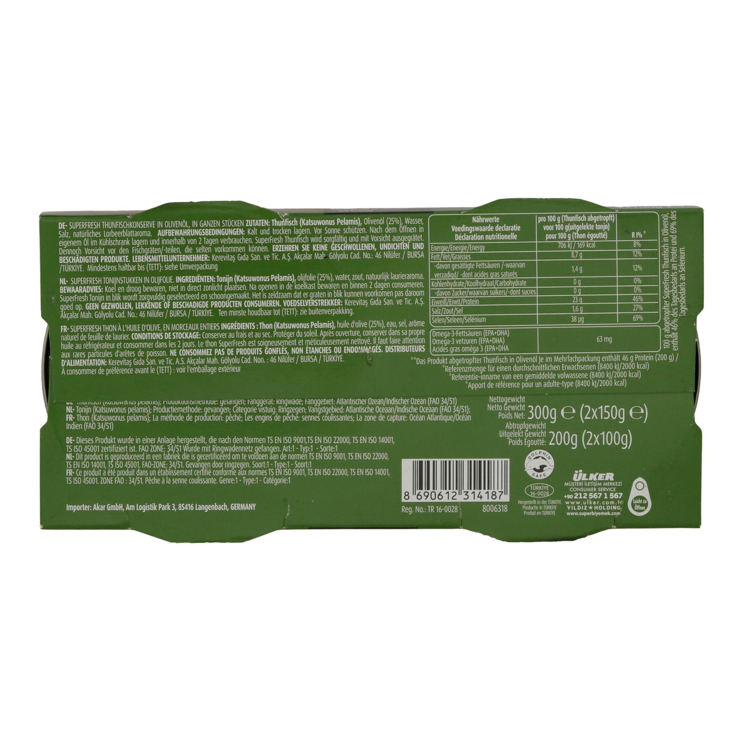 Fisch SuperFresh | Thunfisch in Olivenöl | Proteinreich & Omega-3-Quelle | 2 x 150 g