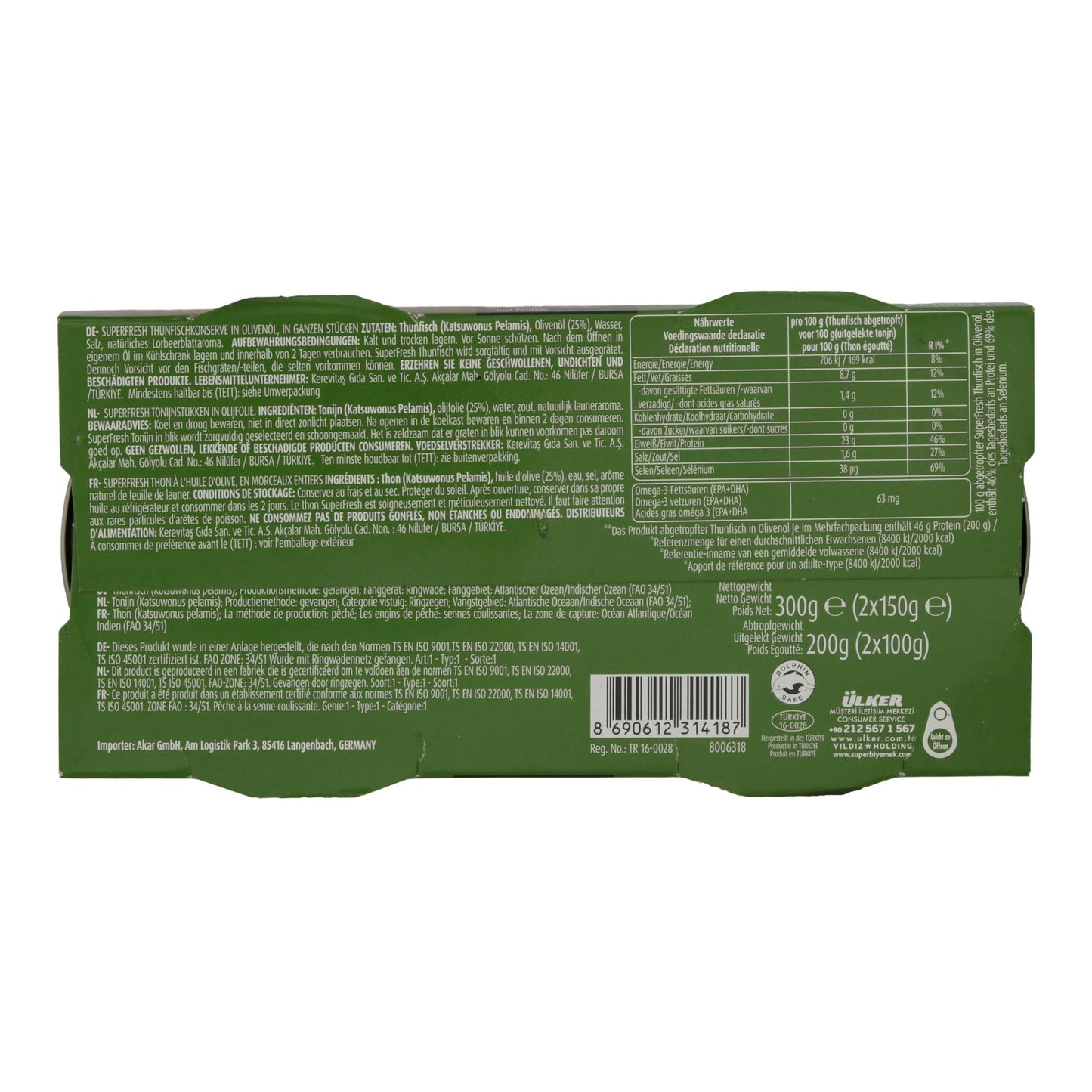 Fisch SuperFresh | Thunfisch in Olivenöl | Proteinreich & Omega-3-Quelle | 2 x 150 g SUPERFRESH