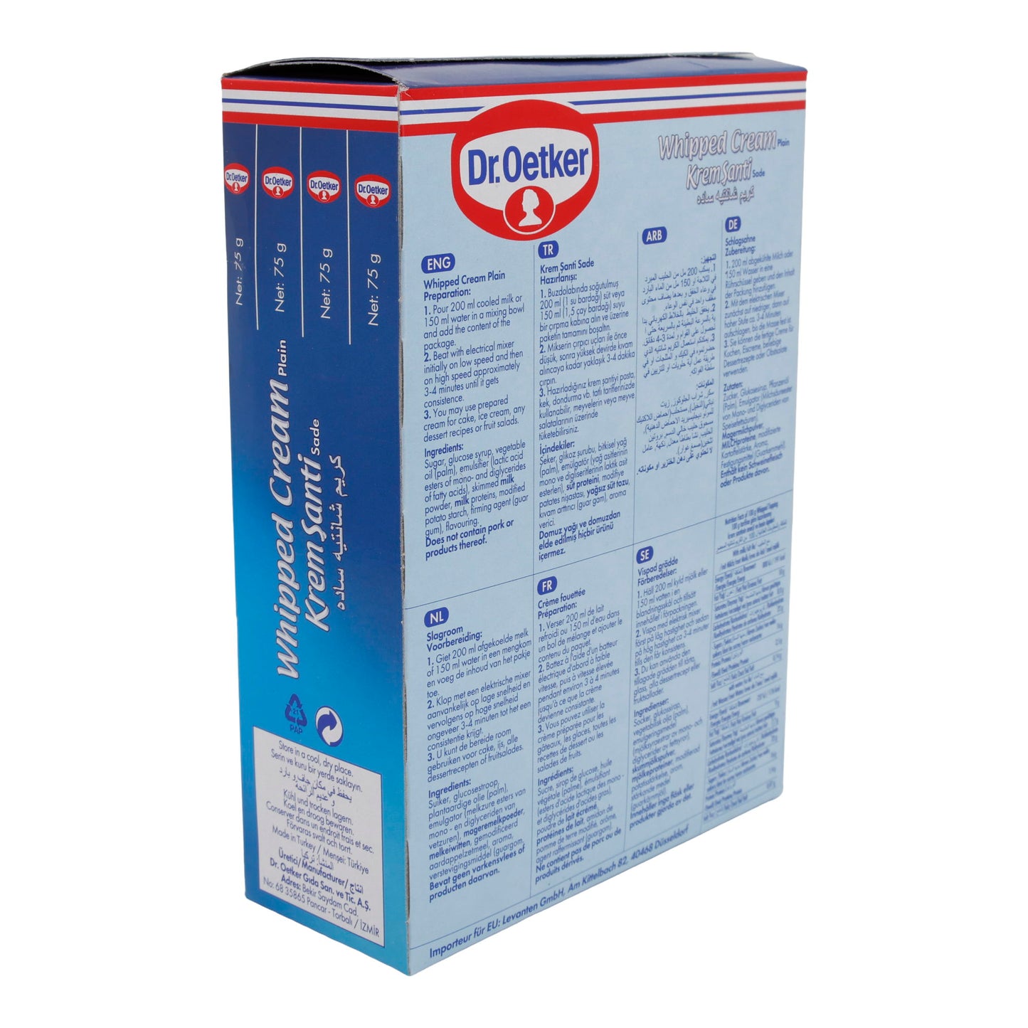 Crème fouettée Dr. Oetker | Whipped Cream (Krem Şanti) | Crémeuse, pour desserts & gâteaux | 300 g
