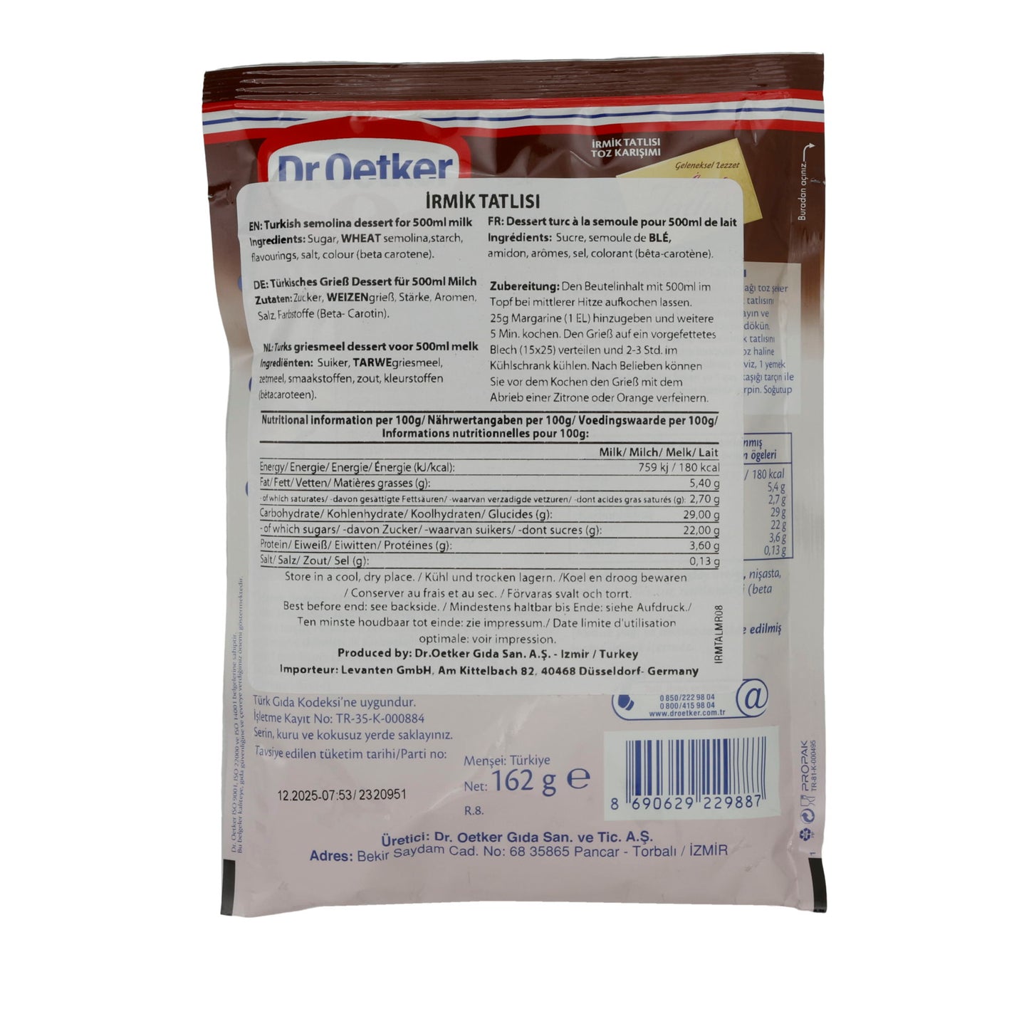 Dessert Dr. Oetker | Irmik Tatlısı | Dessert turc traditionnel à la semoule pour un plaisir simple | 162 g