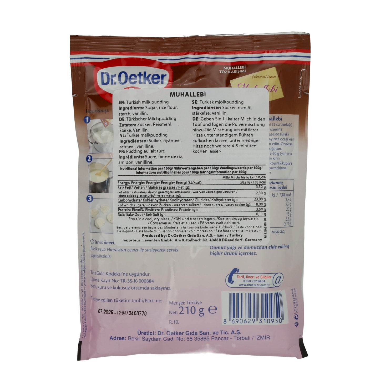 Milchspeise Dr. Oetker | Muhallebi | traditionelle türkische Milchspeise | 210 g