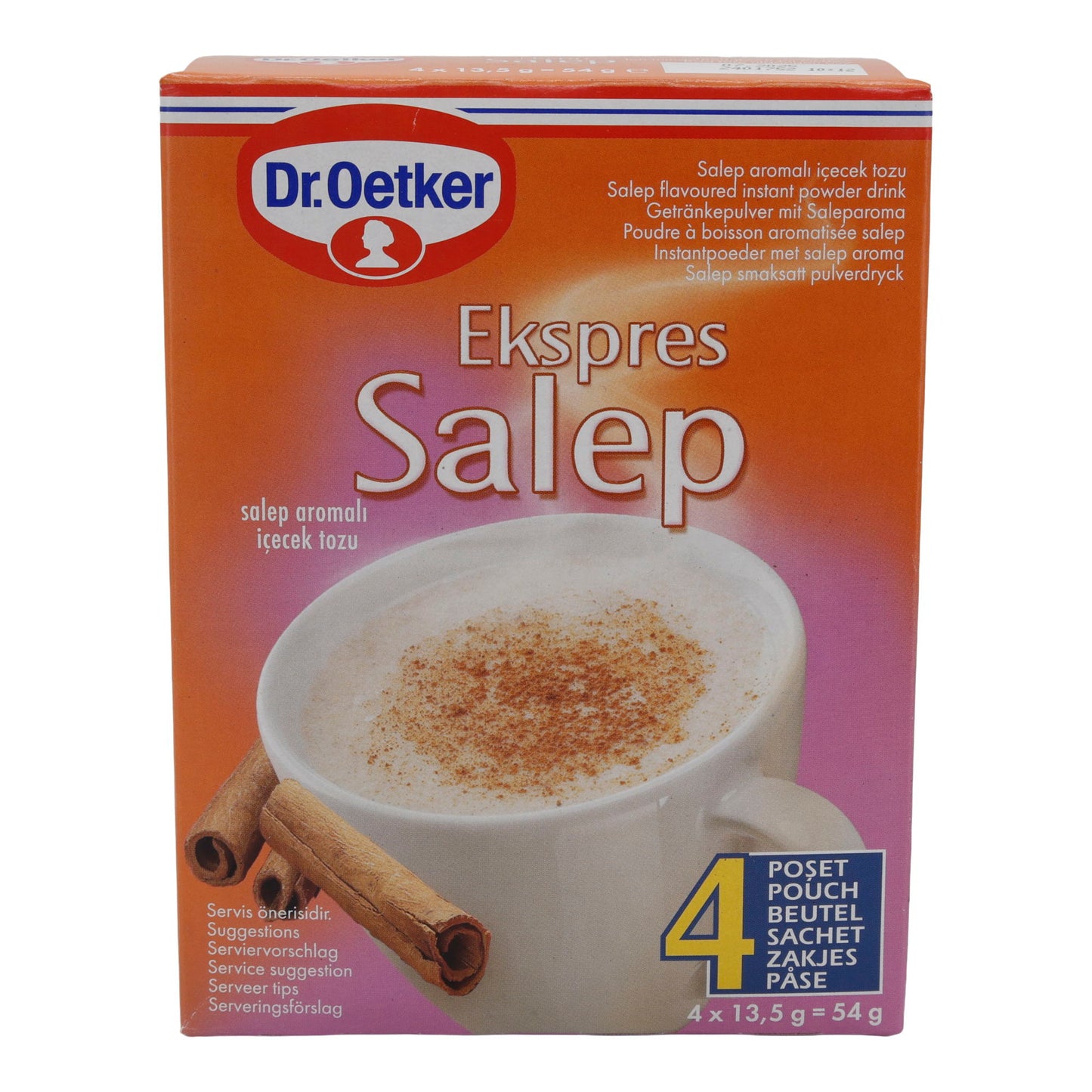 Getränkepulver Dr. Oetker | Ekspres Salep | Aromatisierte Getränkepulver-Mischung mit Zimt | 4 x 13,5 g