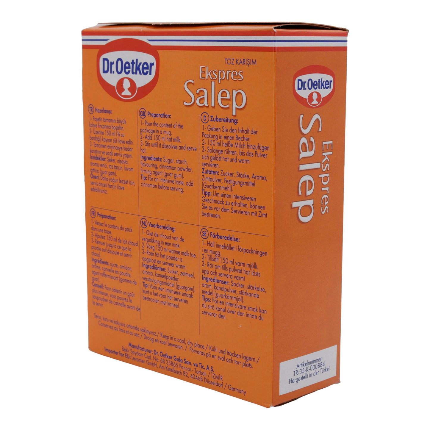 Getränkepulver Dr. Oetker | Ekspres Salep | Aromatisierte Getränkepulver-Mischung mit Zimt | 4 x 13,5 g
