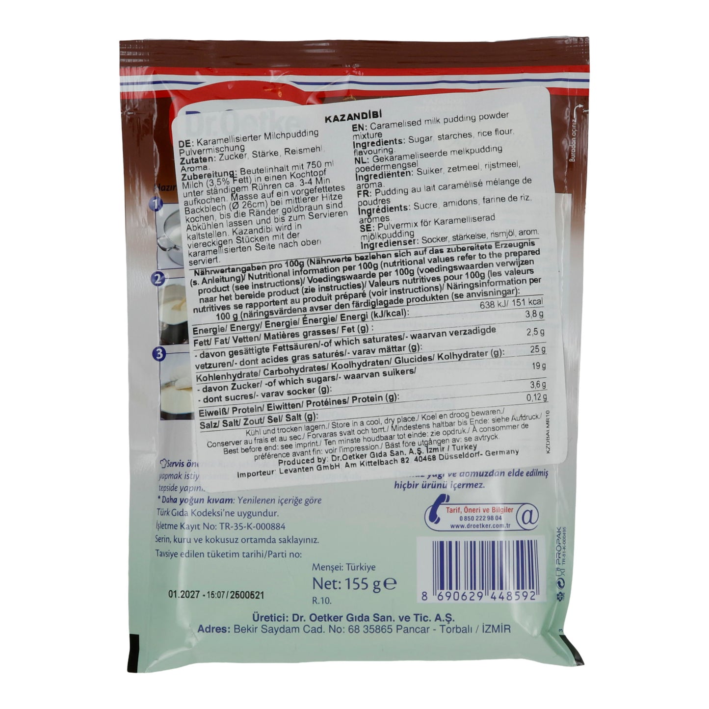 Nachspeise Dr. Oetker | Kazandibi | traditionelle türkische Nachspeise mit karamellisierter Kruste | 165 g