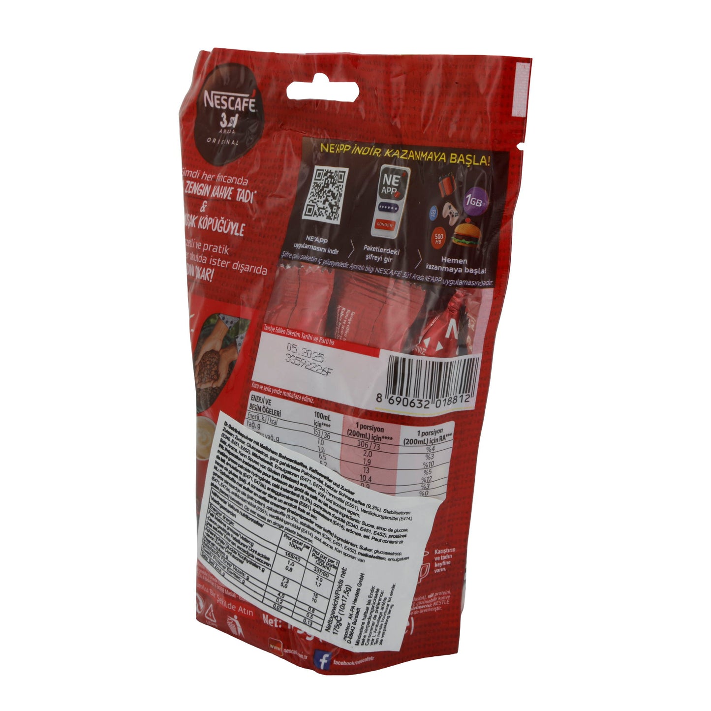 Instantkaffee NESCAFÉ | 3in1 Original | 10er Pack, reichhaltiger Geschmack & weiche Schaumkrone | 175 g