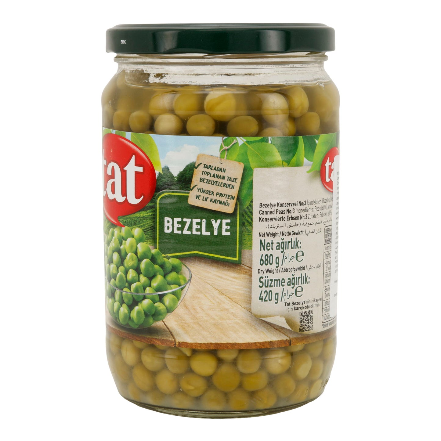 Grüne Erbsen Konserve TAT | Gemüse | Proteinreich & verzehrfertig | 680 g