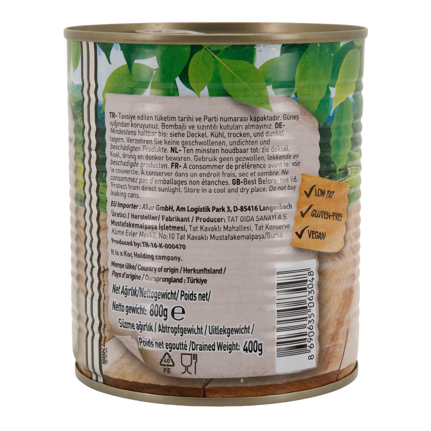 Gekochte Kichererbsen TAT | Hülsenfrüchte | Proteinreich & ballaststoffreich | 800 g