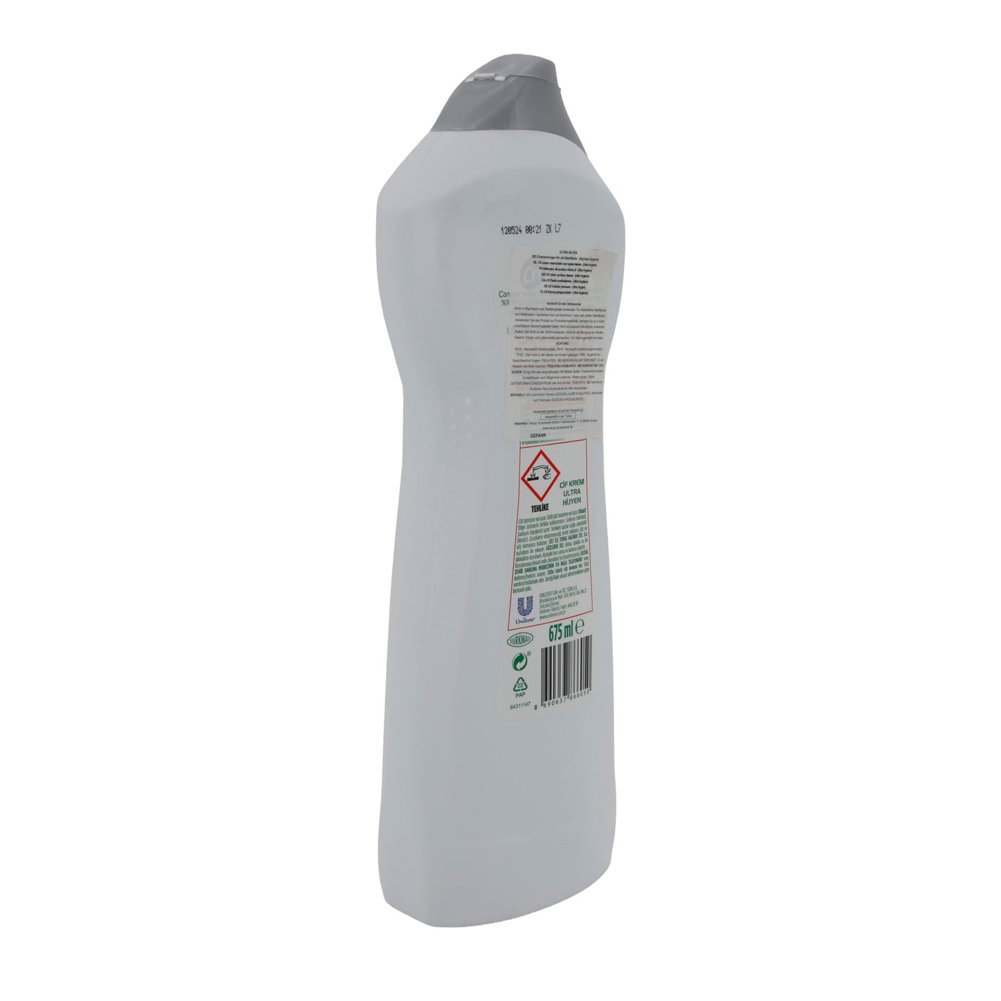 Crème nettoyante Cif Ultra Hygiène Crème Liquide | Produit de nettoyage | Avec chlore pour une propreté hygiénique | 675 ml