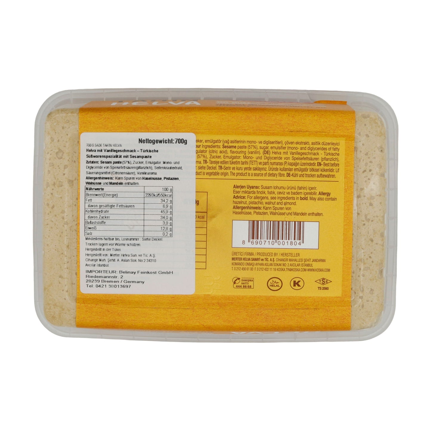 Sesampaste Koska Tahin Helva mit Vanille | Süßspeise | Traditionelle türkische Süßware | 700 g KOSKA