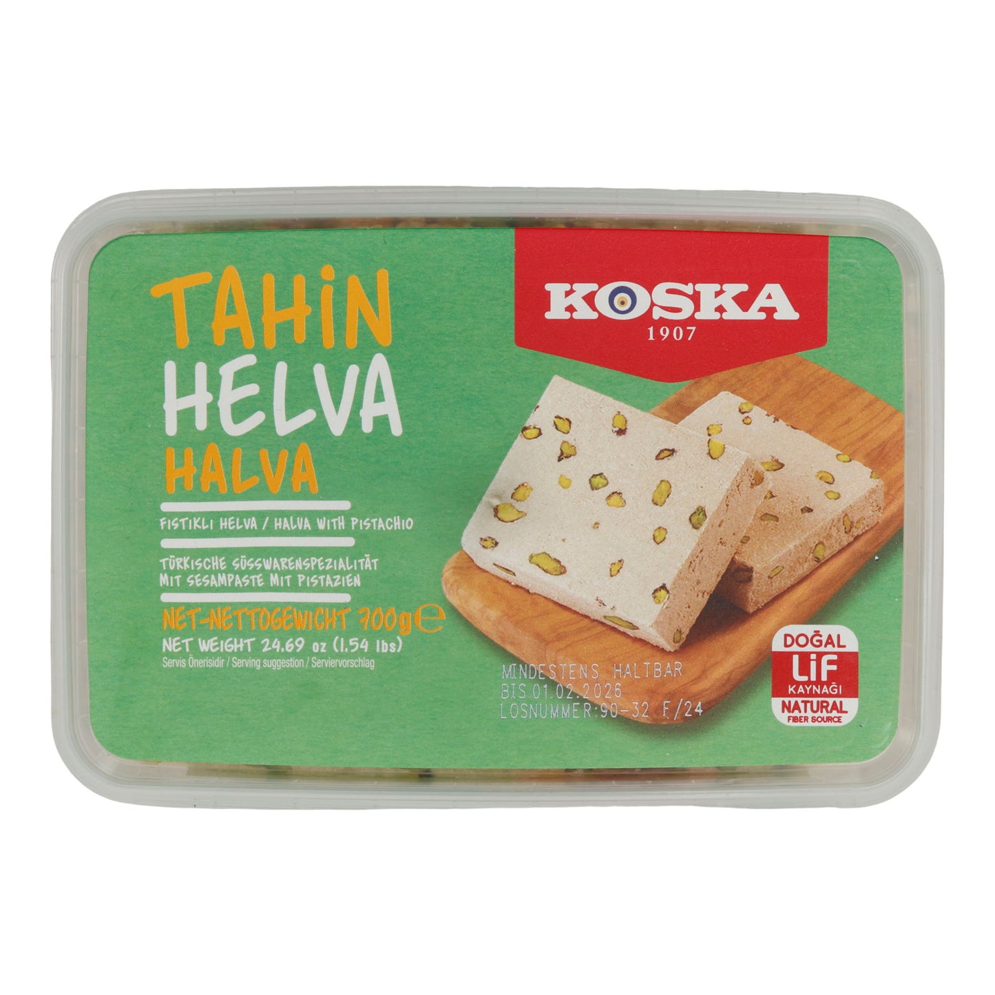 Pasta di sesamo Koska Tahin Helva con pistacchi | Dolce | Dolci tradizionali turchi | 700 g