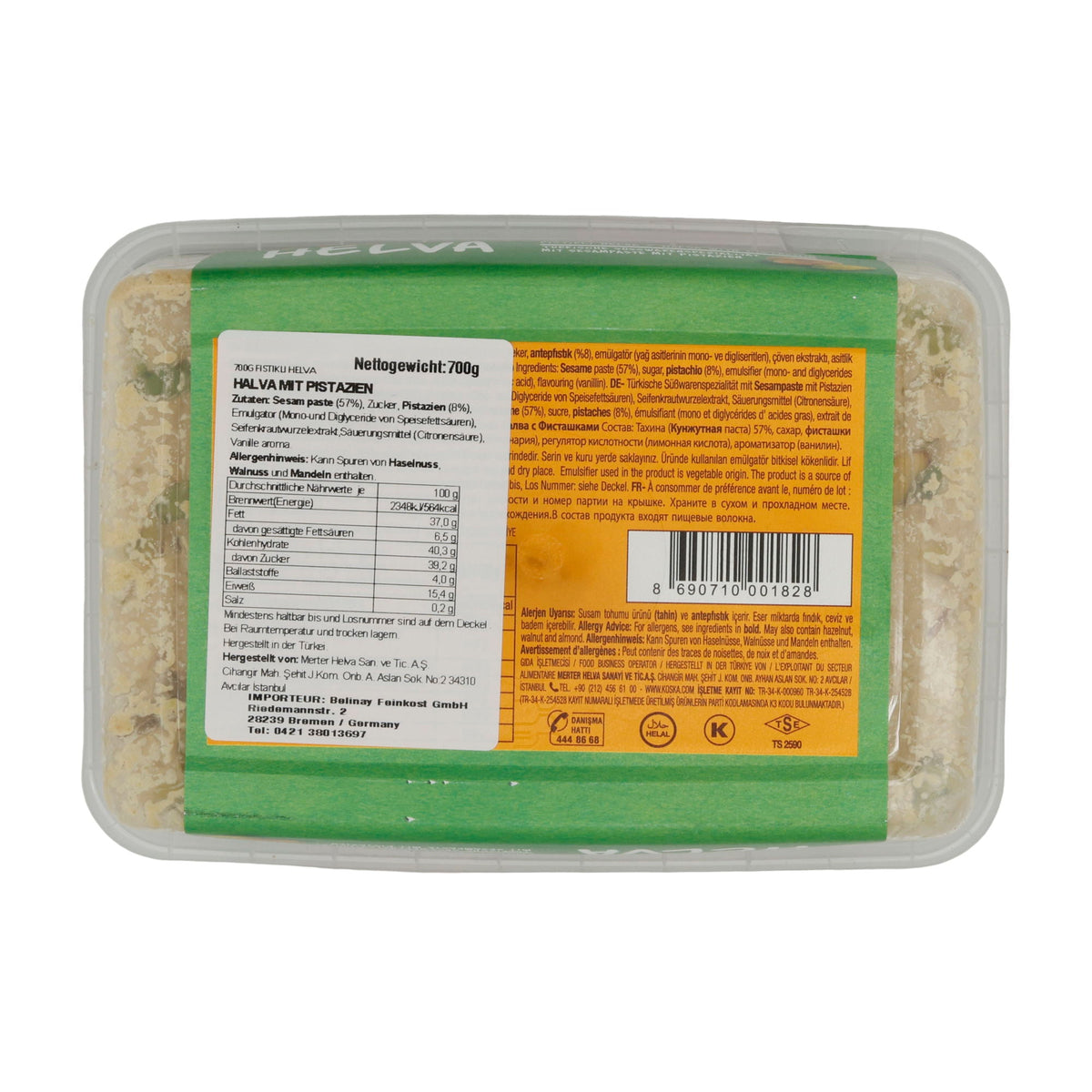 Sesampaste Koska Tahin Helva mit Pistazien | Süßspeise | Traditionelle türkische Süßware | 700 g KOSKA