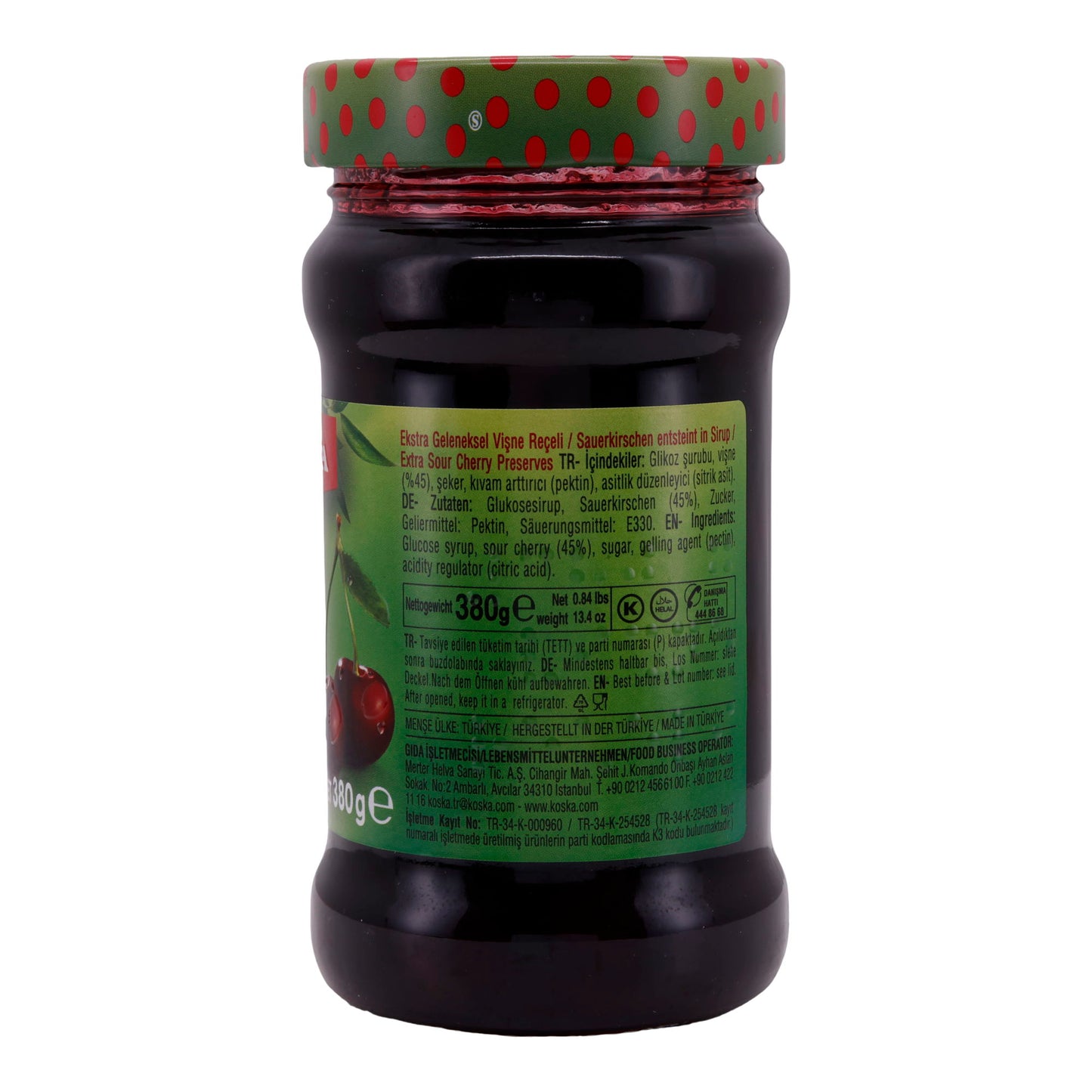 Fruchtaufstrich Koska | Vişne Reçeli | Extra traditioneel, zure kers, fruitig-intensief | 380 g