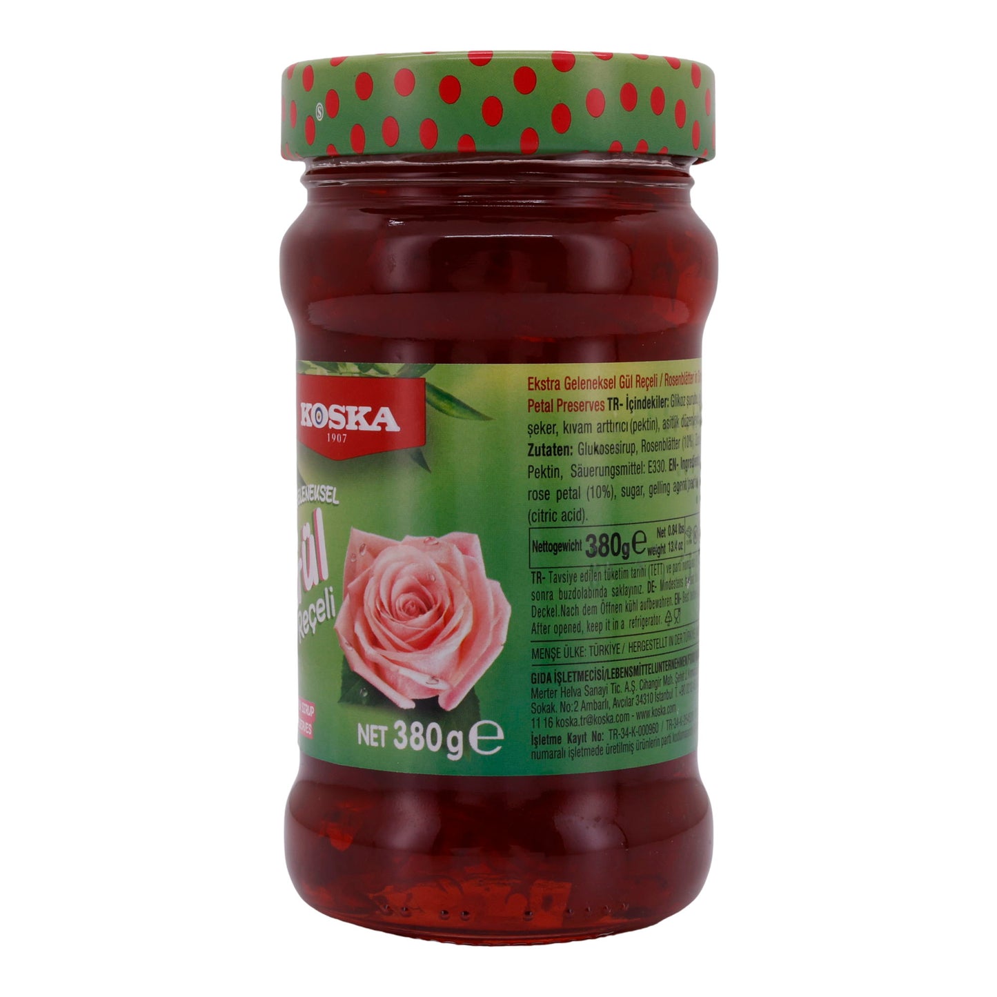 Confiture de roses Koska | Gül Reçeli | Avec des pétales de rose dans du sirop | 380 g