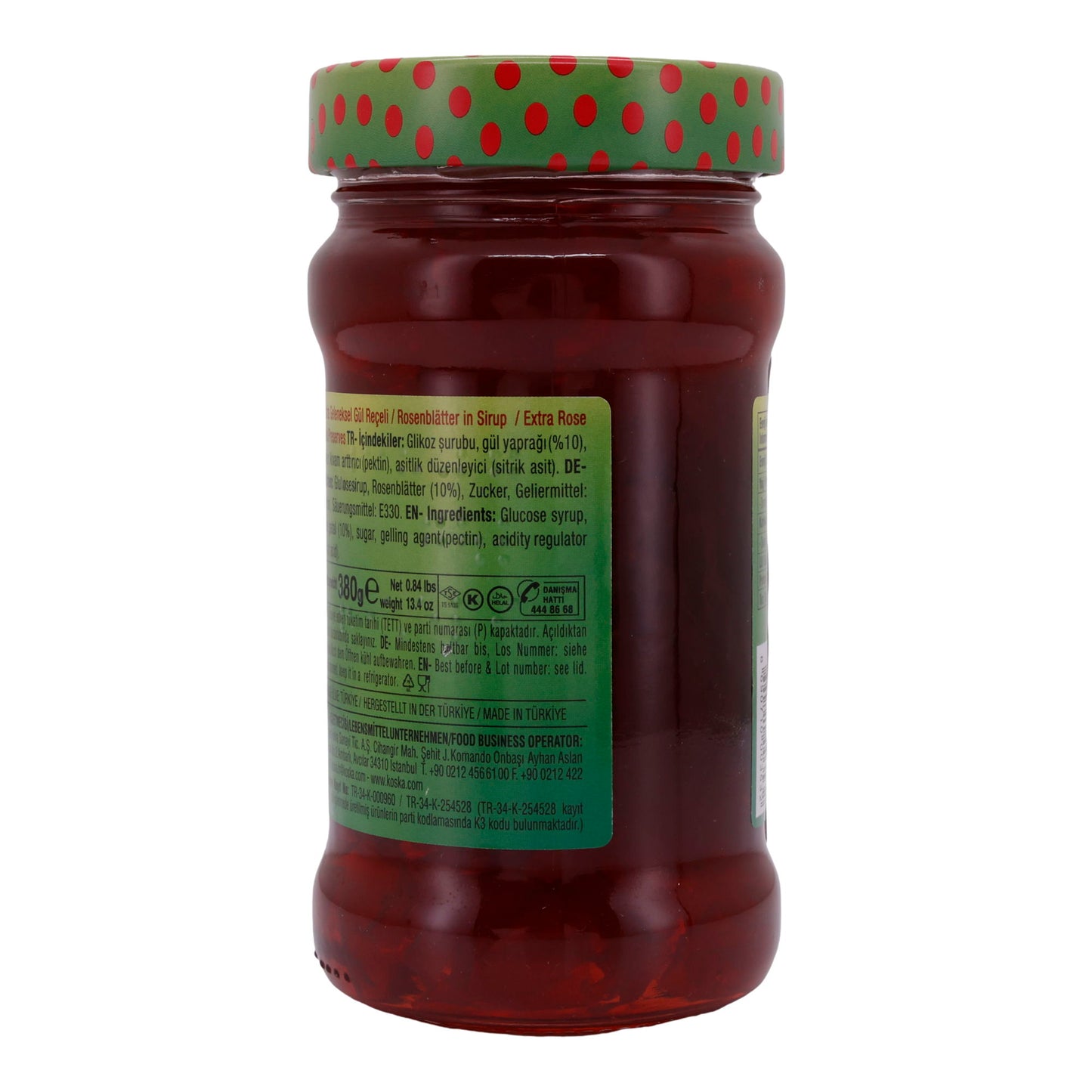 Confiture de roses Koska | Gül Reçeli | Avec des pétales de rose dans du sirop | 380 g