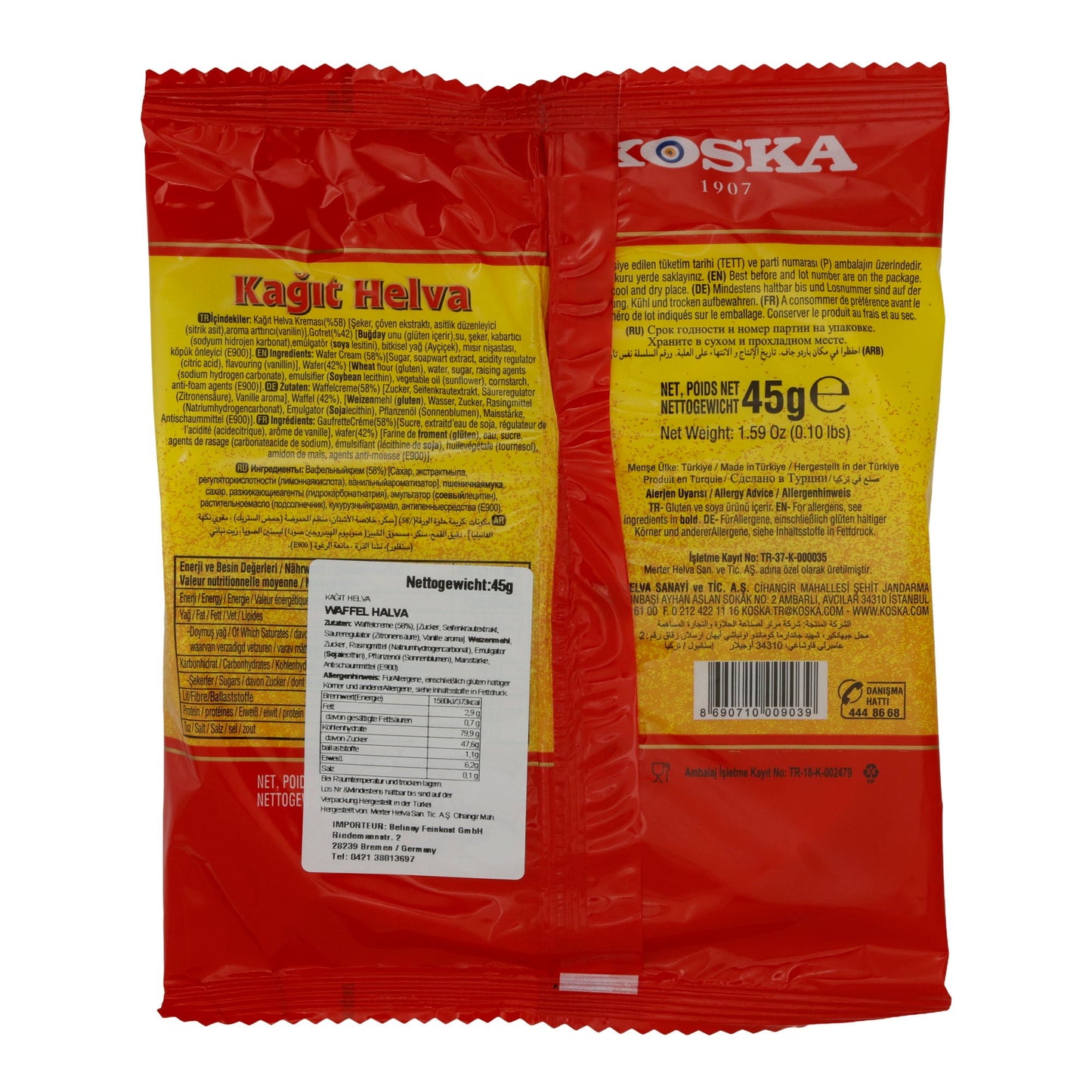 Waffel Koska Kağıt Helva | Gebäck | traditionelle türkische Waffelhalva | 45 g KOSKA