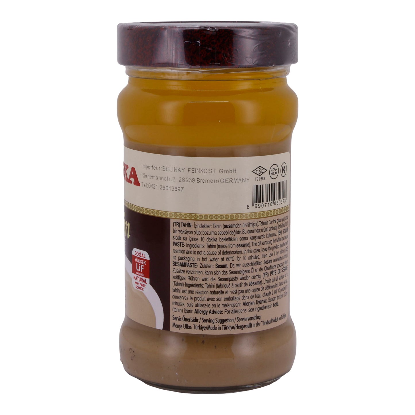 Sesampaste Koska | Dessert oder Brotaufstrich | Tahin, Hochwertig, aus Sesamsamen, hoher Ballaststoffgehalt | 300g