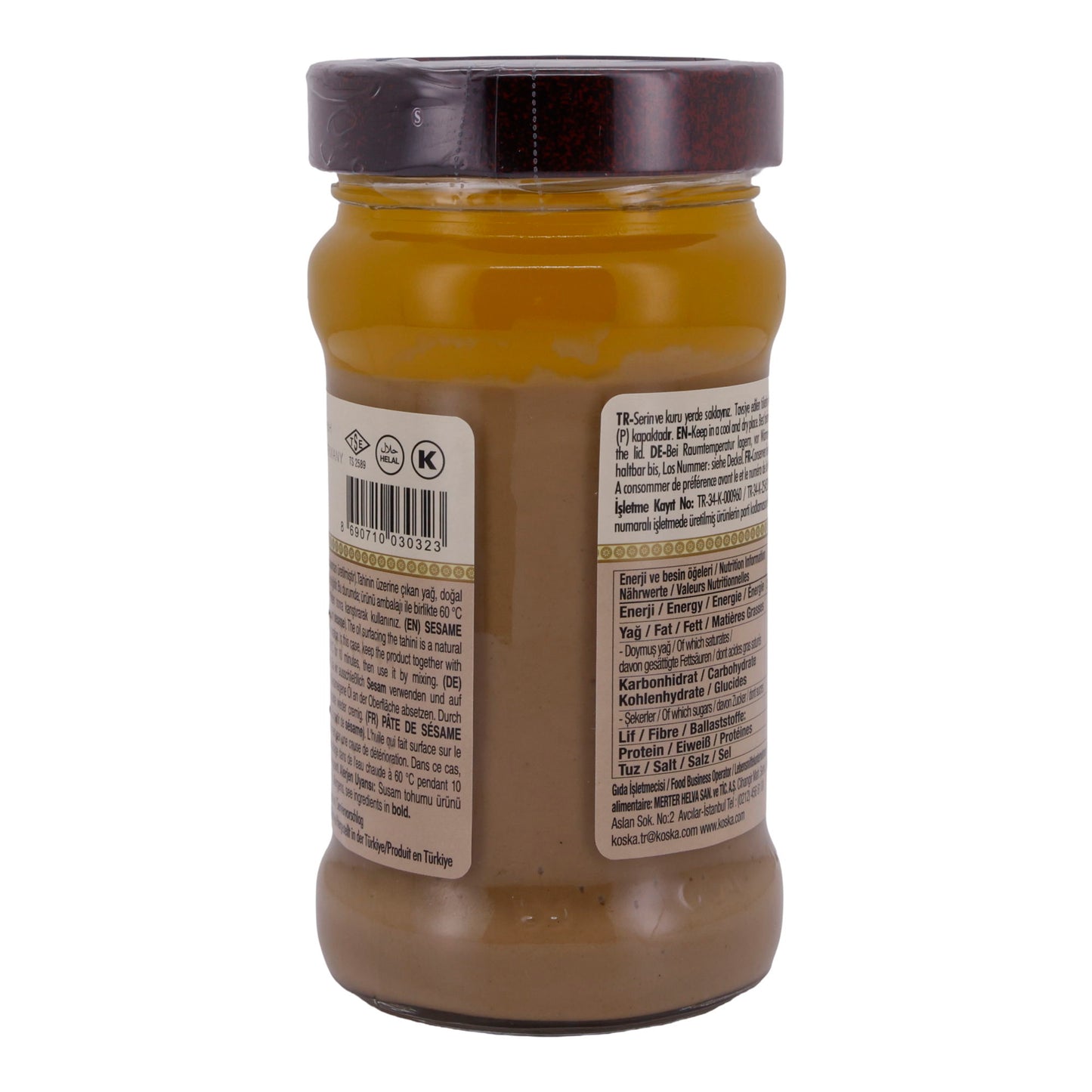 Sesampaste Koska | Dessert oder Brotaufstrich | Tahin, Hochwertig, aus Sesamsamen, hoher Ballaststoffgehalt | 300g