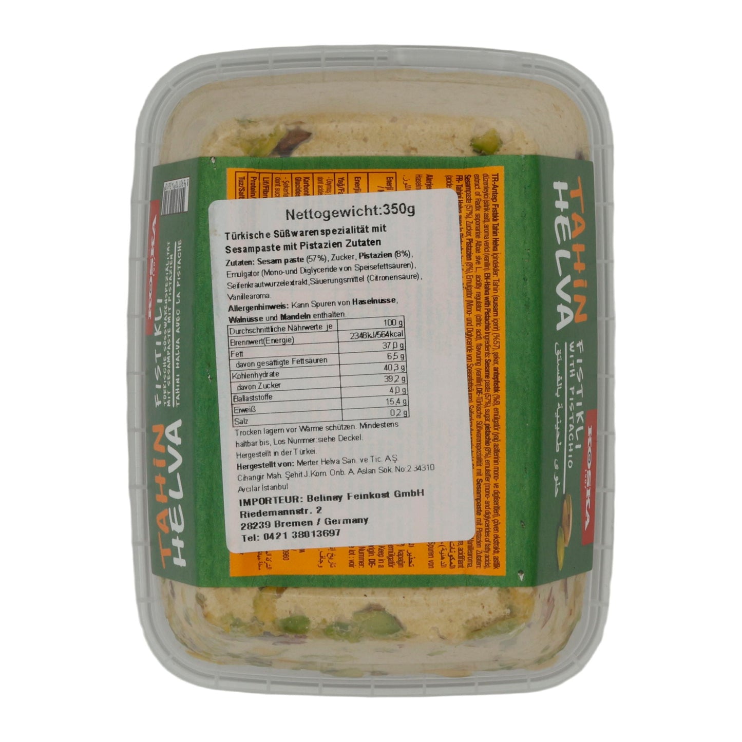 Sesampaste Koska Tahin Helva mit Pistazien | Süßspeise | Traditionelle türkische Süßware | 350 g KOSKA