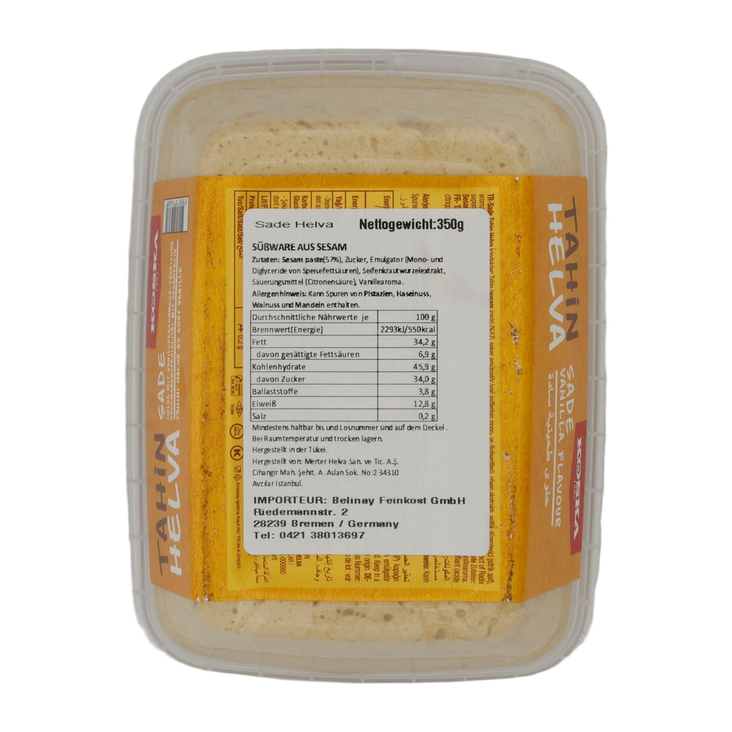 Sesampaste Koska Tahin Helva Vanille | Süßspeise | Traditionelle türkische Süßware | 350 g KOSKA