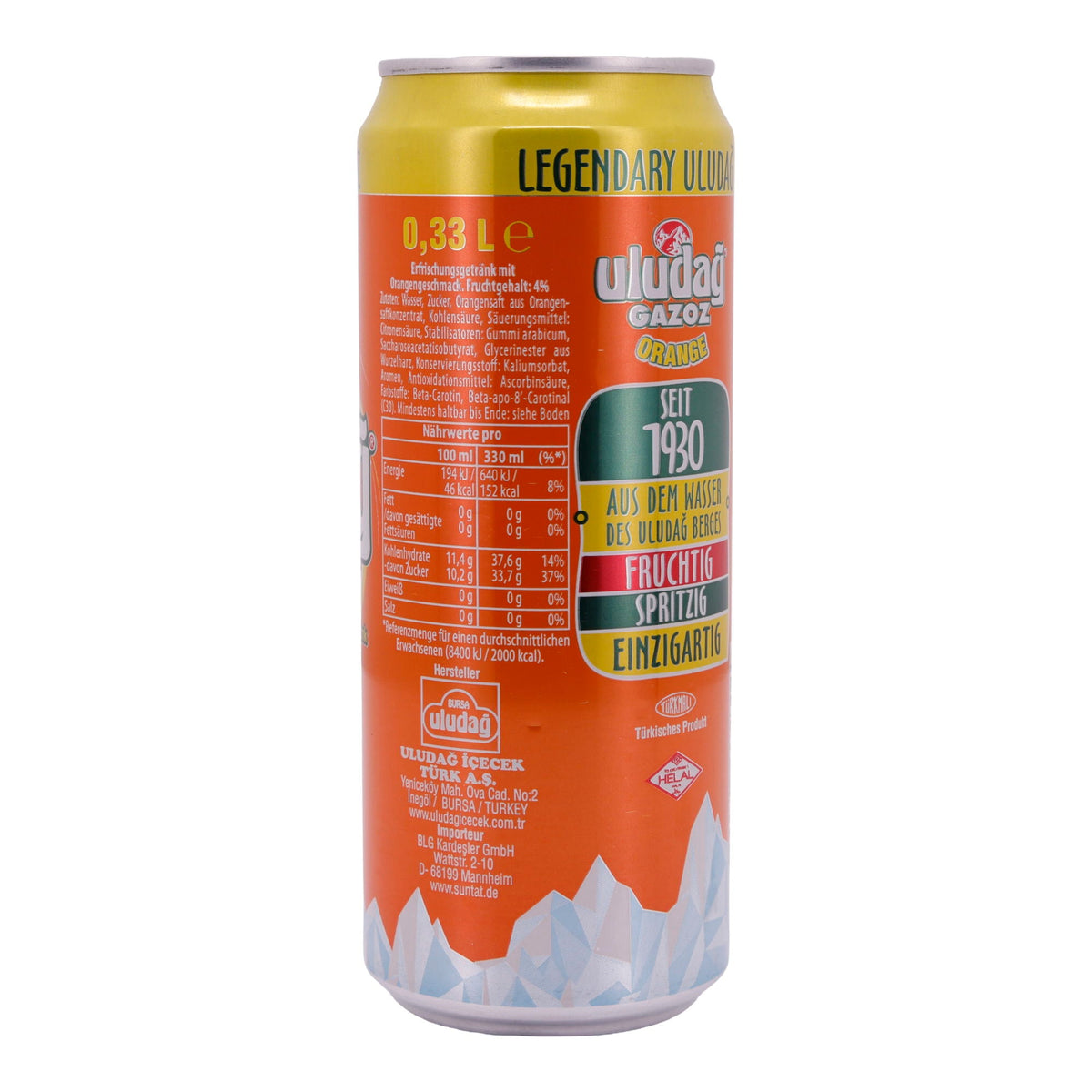 Gazoz Orange Uludağ | Getränk | Erfrischungsgetränk mit Orangen-Geschmack | 330 ml ULUDAG