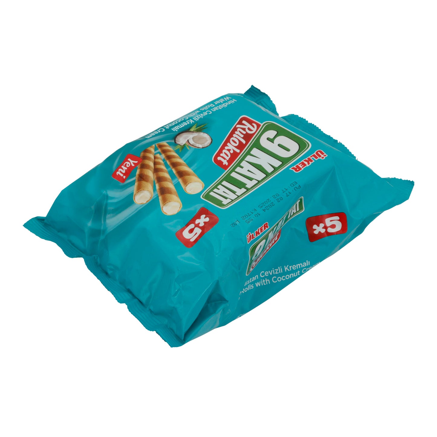Waffelröllchen Ülker | 9 Kat Tat Rulokat Kokos | mit Kokoscreme-Füllung | 150g