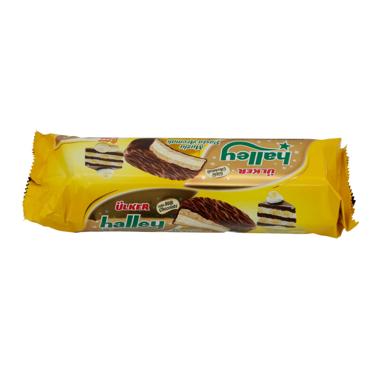 Biscotti Doppelkekse Ülker | Biscotti | Halley alla banana, con ripieno di marshmallow alla banana e cioccolato al latte, 8 pezzi 240g