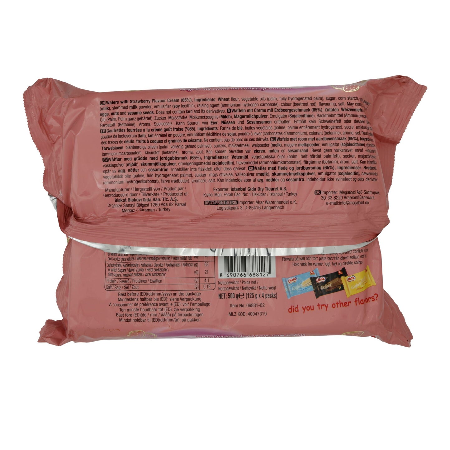 Waffeln Halk Duble Gofret | Gebäck | mit Erdbeercremefüllung | 500 g HALK