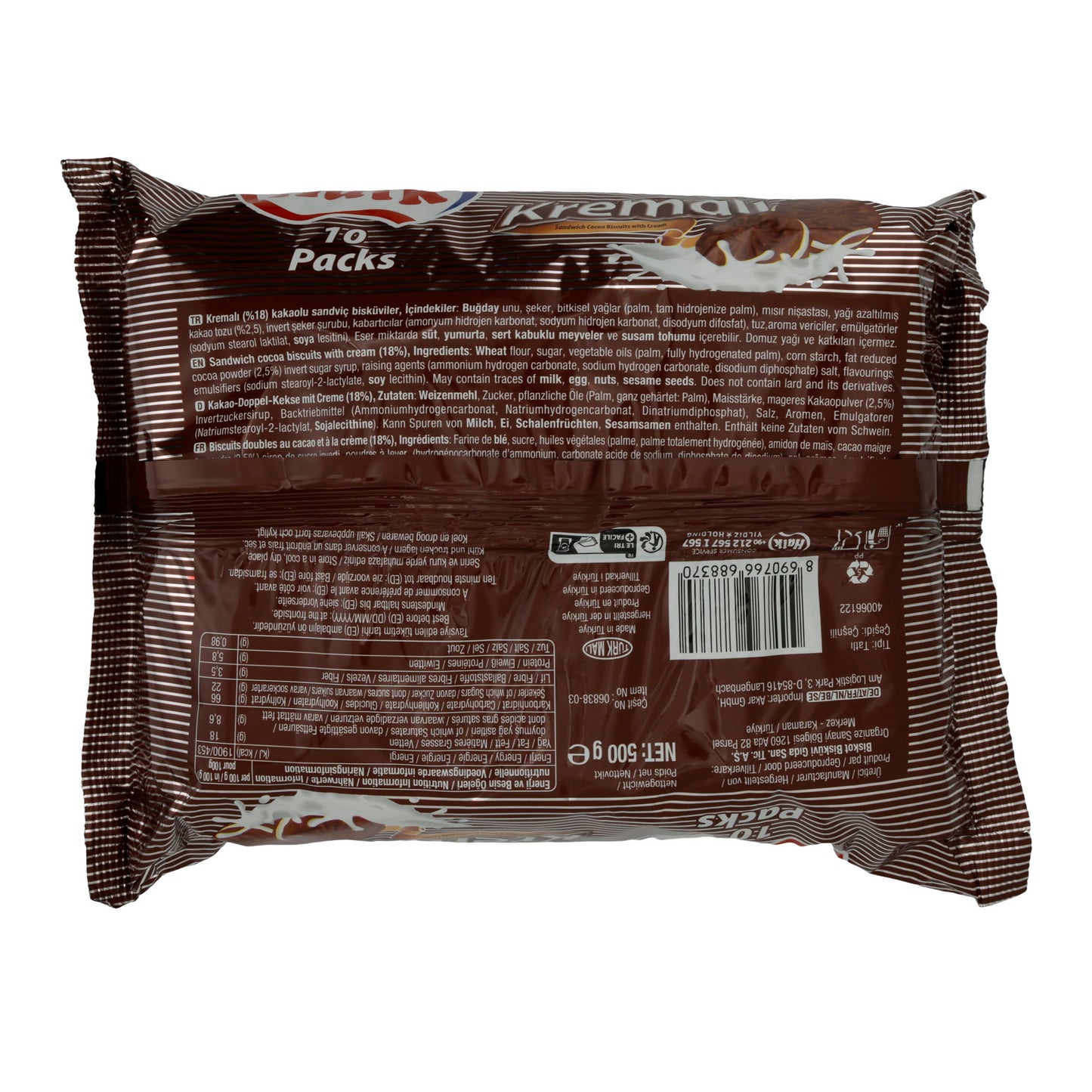 Kekse Halk | Kremali | Cacaokoekjes met roomvulling | 500 g