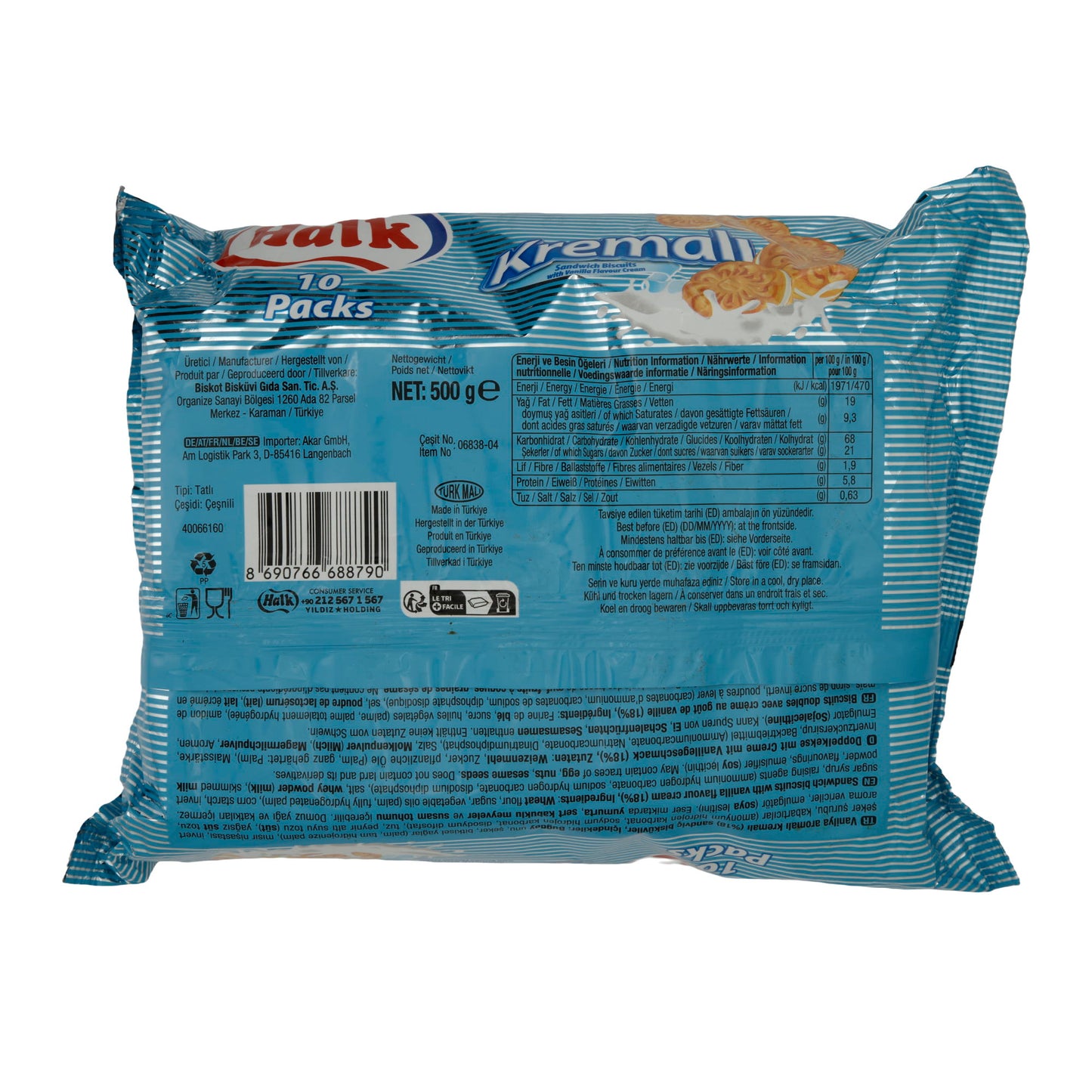 Sandwichkekse Halk Kremalı | Doppelkeks | mit Vanillecreme | 500g