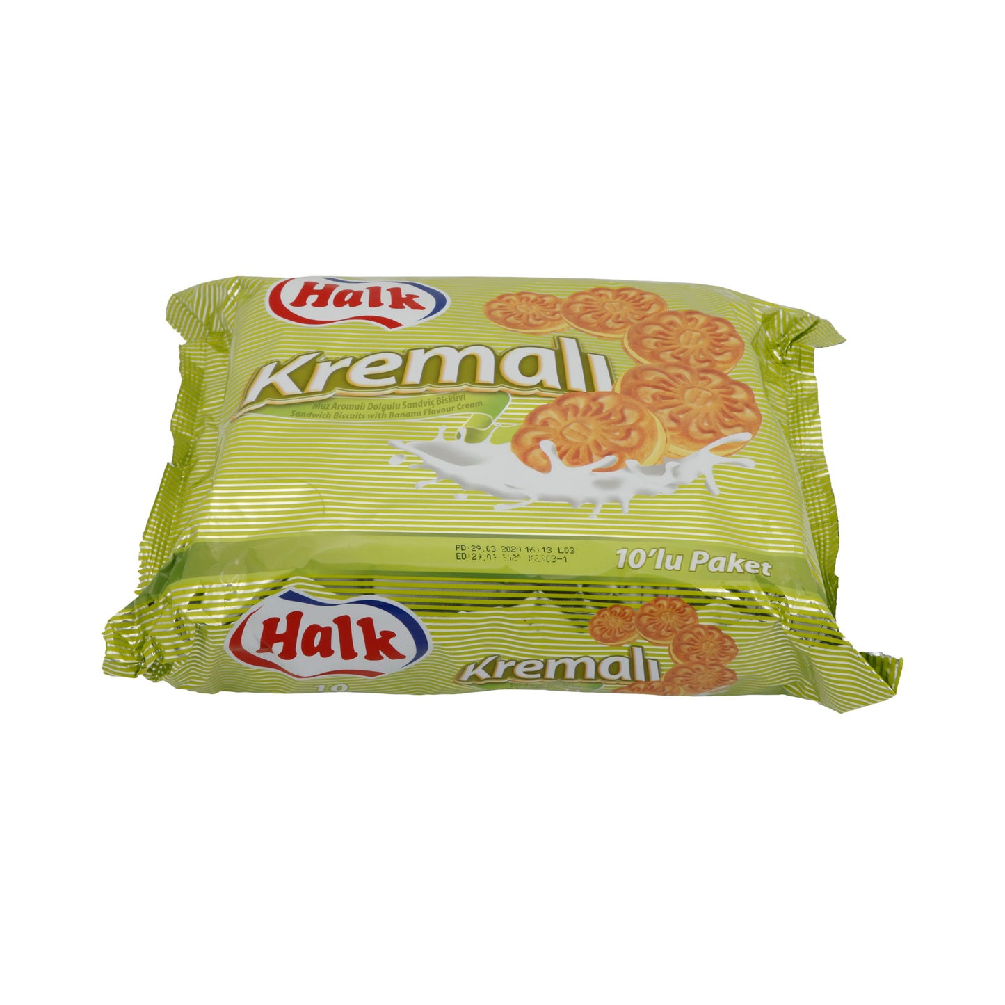 Sandwichkekse Halk | Kremalı Sandwich-Kekse | Mit Bananencremefüllung, 10er Pack | 500 g