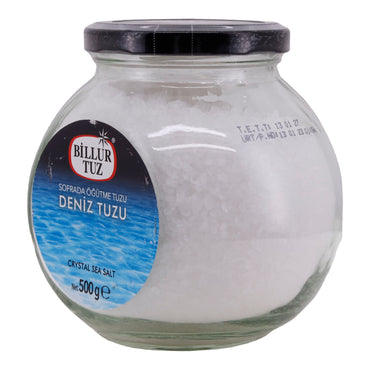 Meersalz Billur Tuz | Camda entegre öğütücü ile | Taze öğütülmüş tuz | 500 g