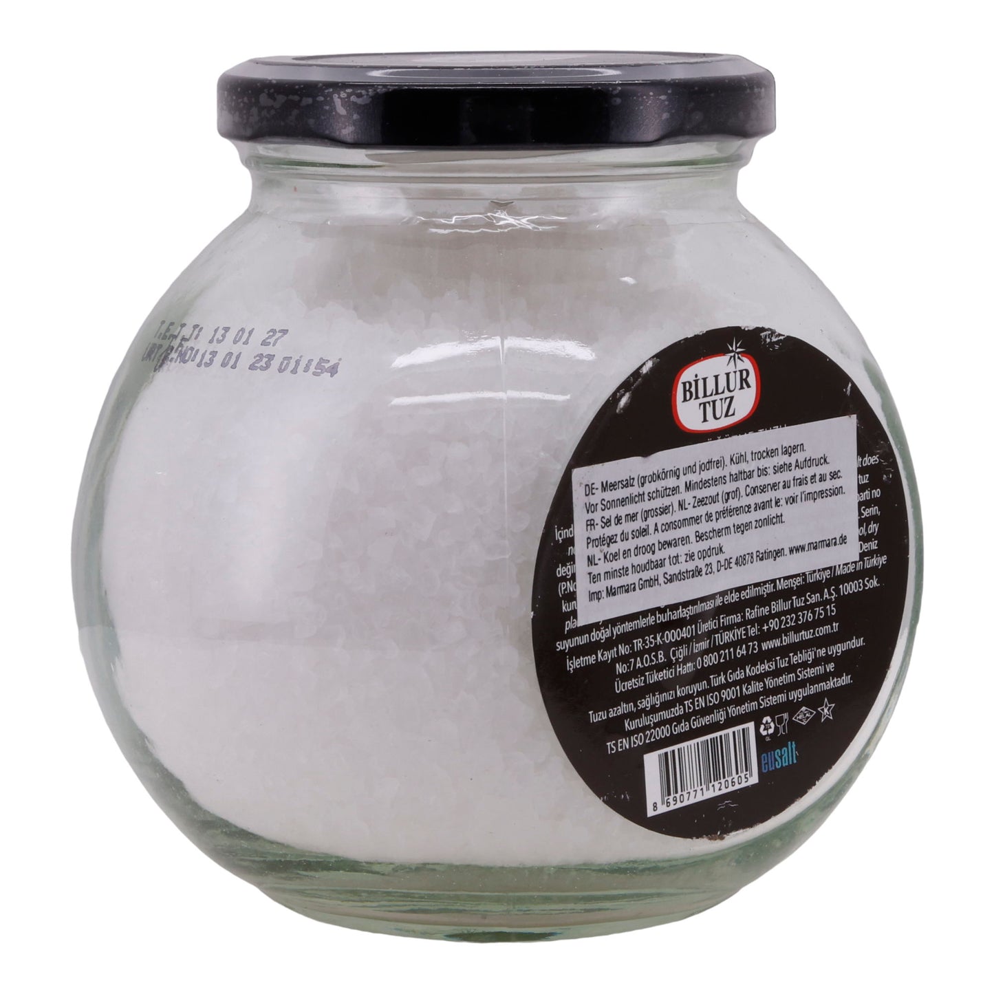Meersalz Billur Tuz | Camda entegre öğütücü ile | Taze öğütülmüş tuz | 500 g