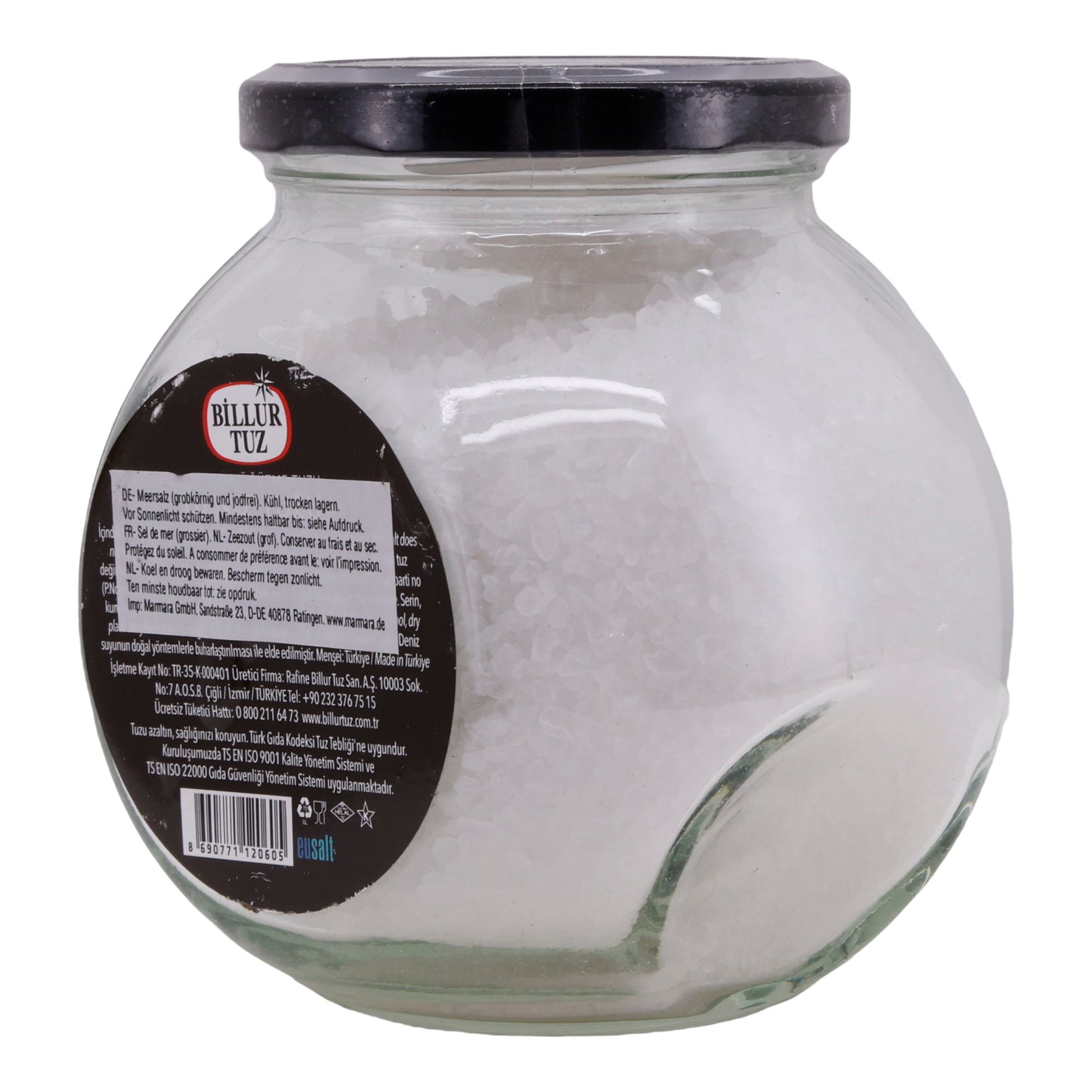 Meersalz Billur Tuz | Camda entegre öğütücü ile | Taze öğütülmüş tuz | 500 g