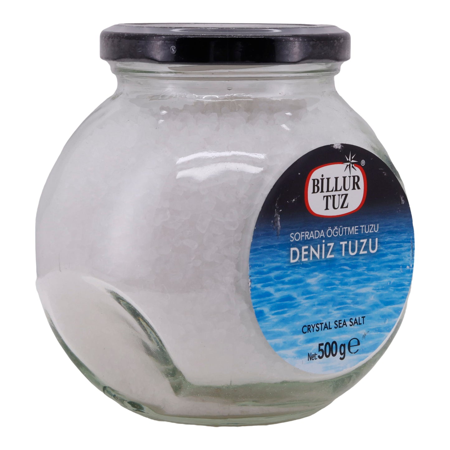 Meersalz Billur Tuz | Camda entegre öğütücü ile | Taze öğütülmüş tuz | 500 g