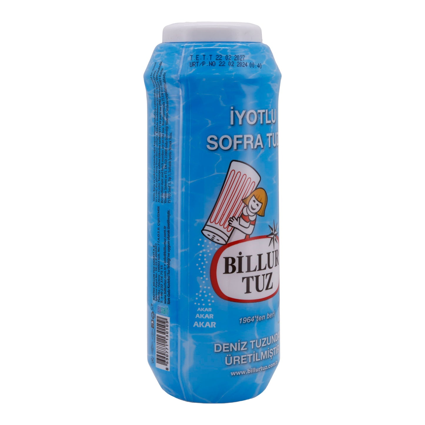 Tafelsalz Billur Tuz | Jodiertes Tafelsalz | Hergestellt aus reinem Meersalz, angereichert mit Jod | 500 g