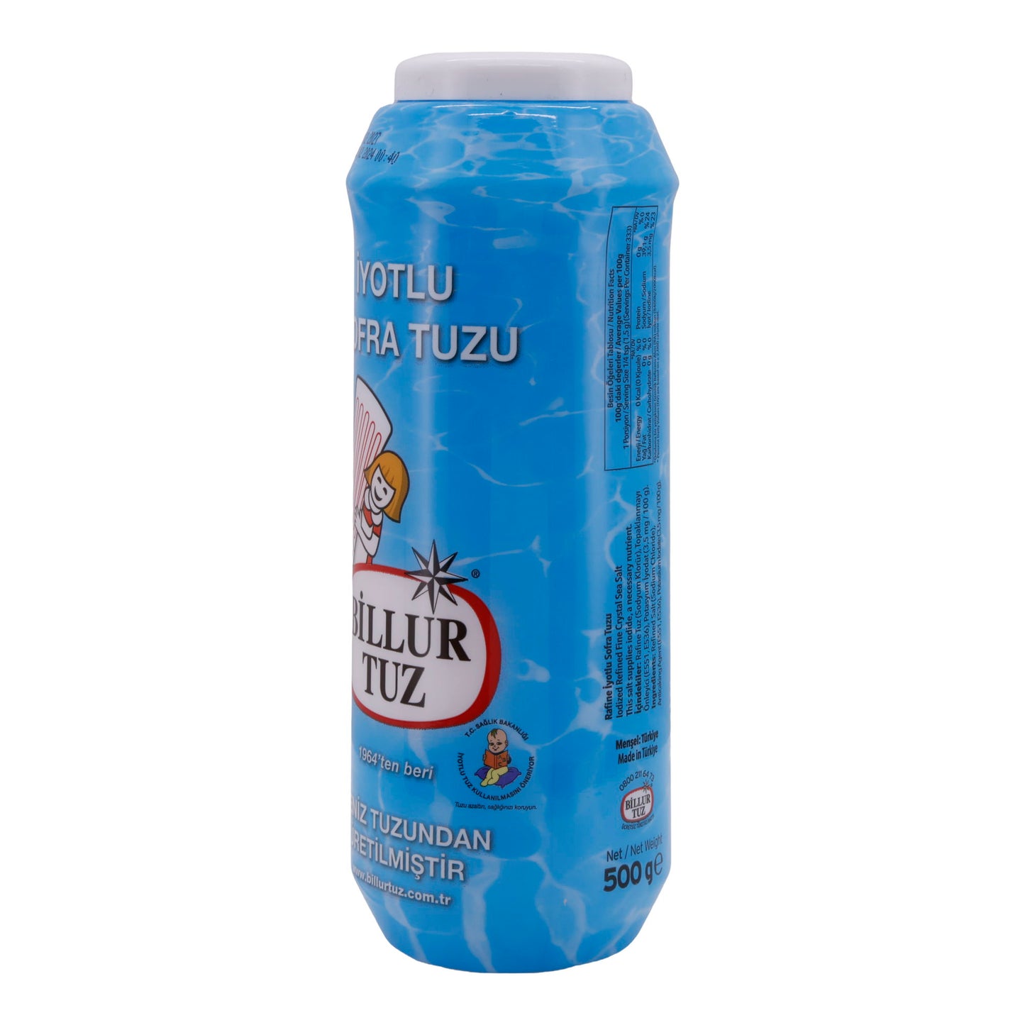 Tafelsalz Billur Tuz | Jodiertes Tafelsalz | Hergestellt aus reinem Meersalz, angereichert mit Jod | 500 g