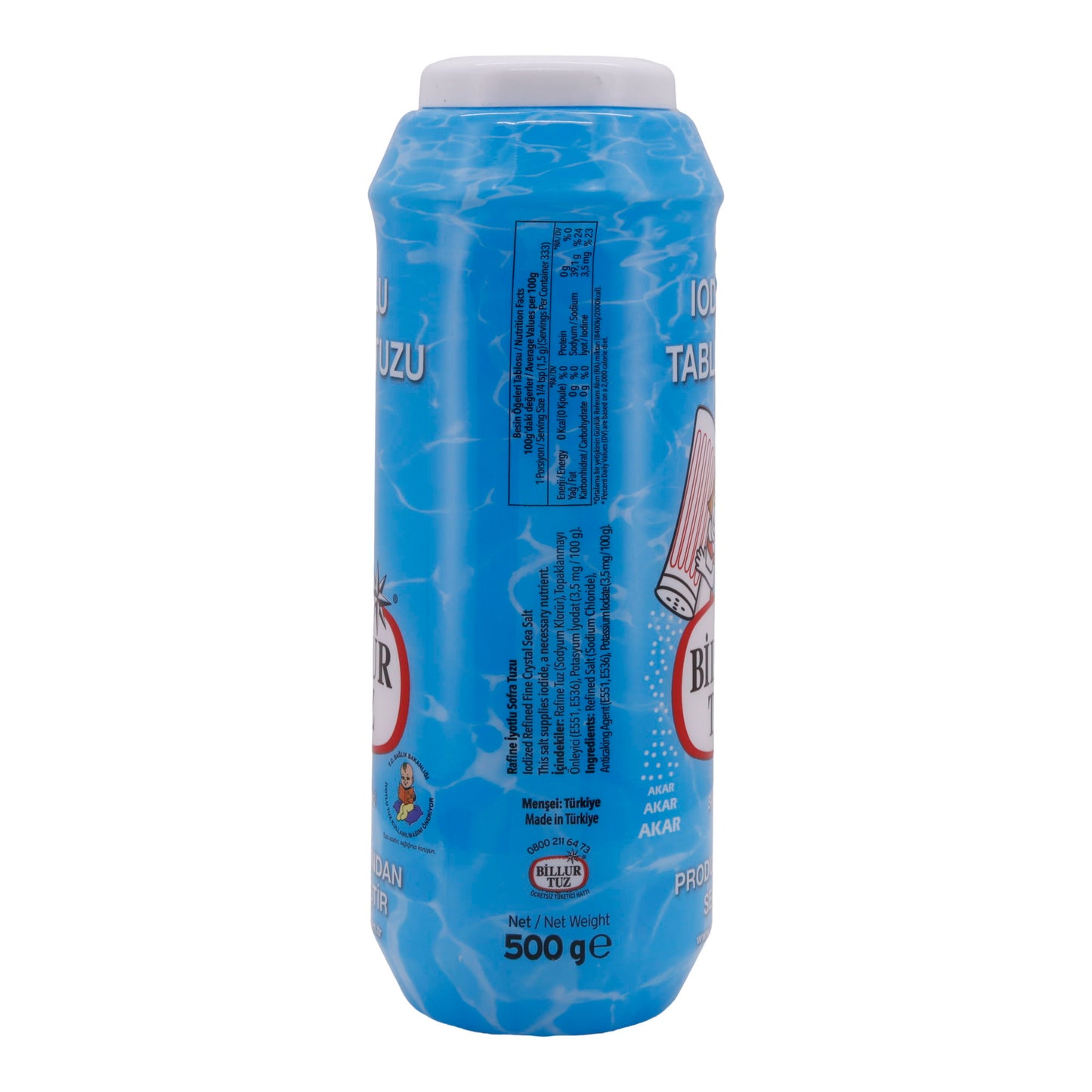Tafelsalz Billur Tuz | Jodiertes Tafelsalz | Hergestellt aus reinem Meersalz, angereichert mit Jod | 500 g