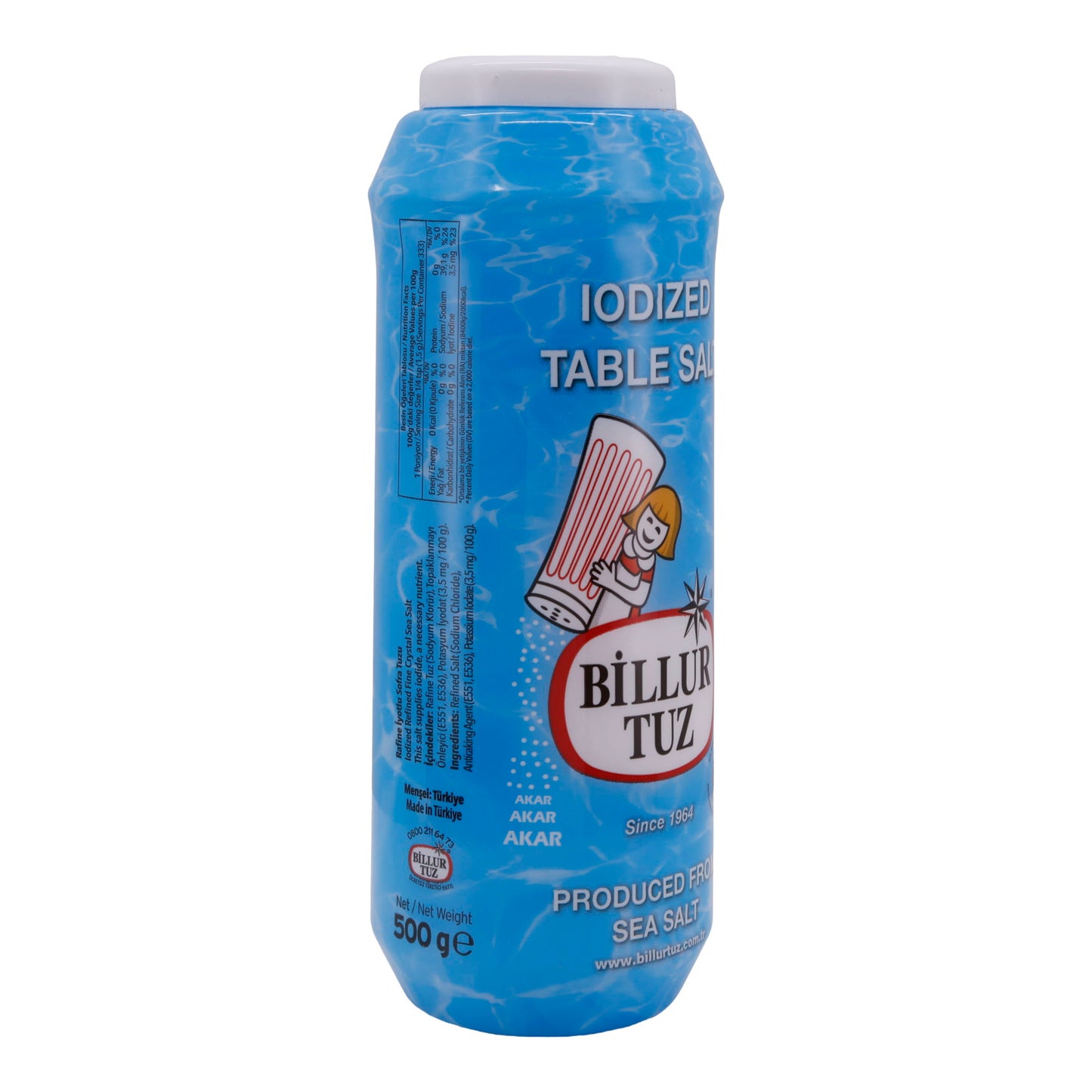 Tafelsalz Billur Tuz | Jodiertes Tafelsalz | Hergestellt aus reinem Meersalz, angereichert mit Jod | 500 g